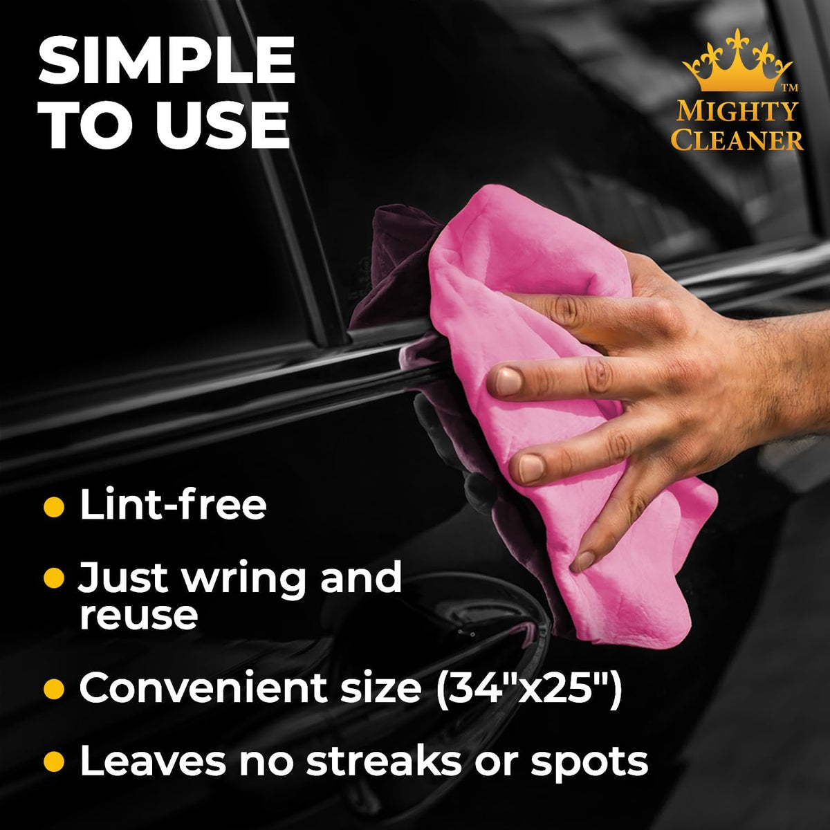 Premium XL Shammy Towel for Car - 2pk (34"x25") - Super Absorbent Chamois Cloth for Drying - Spots