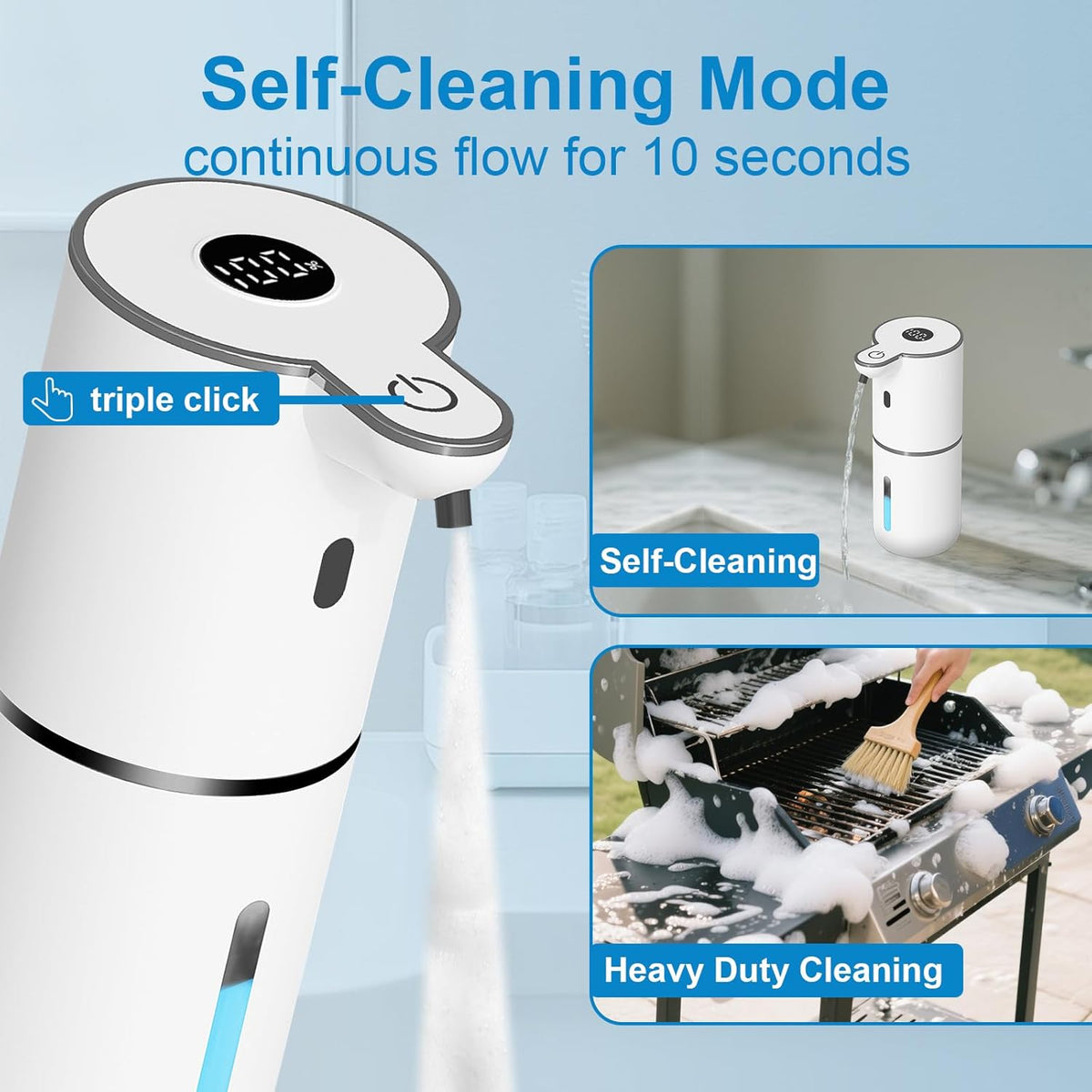 Automatic Foaming Soap Dispenser Touchless, USB Rechargeable Smart Hand Soap Dispenser, 6-Level