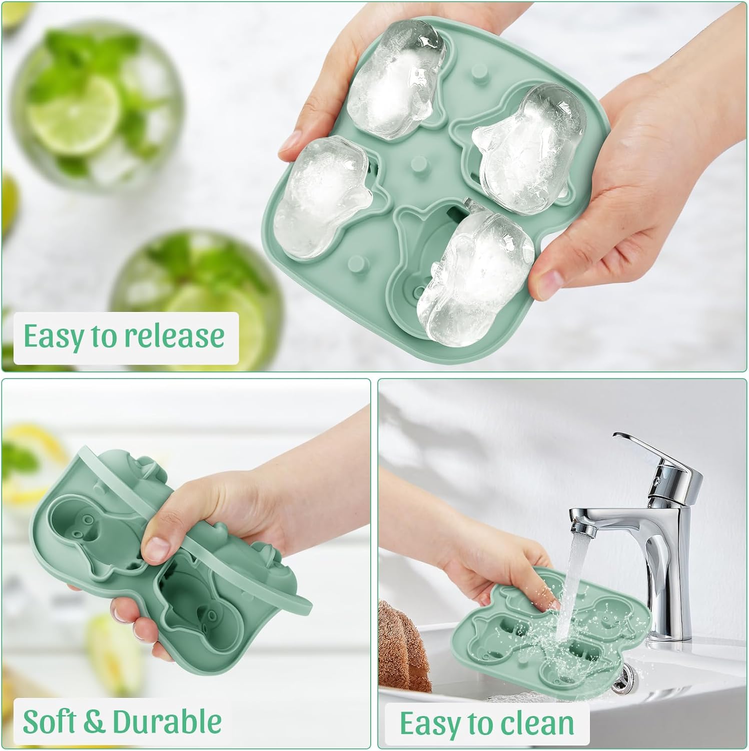 Silicone Ice Cube Tray,Penguin 3D Large Ice Cube Molds for Whiskey,Cocktails,Wine,Juice and
