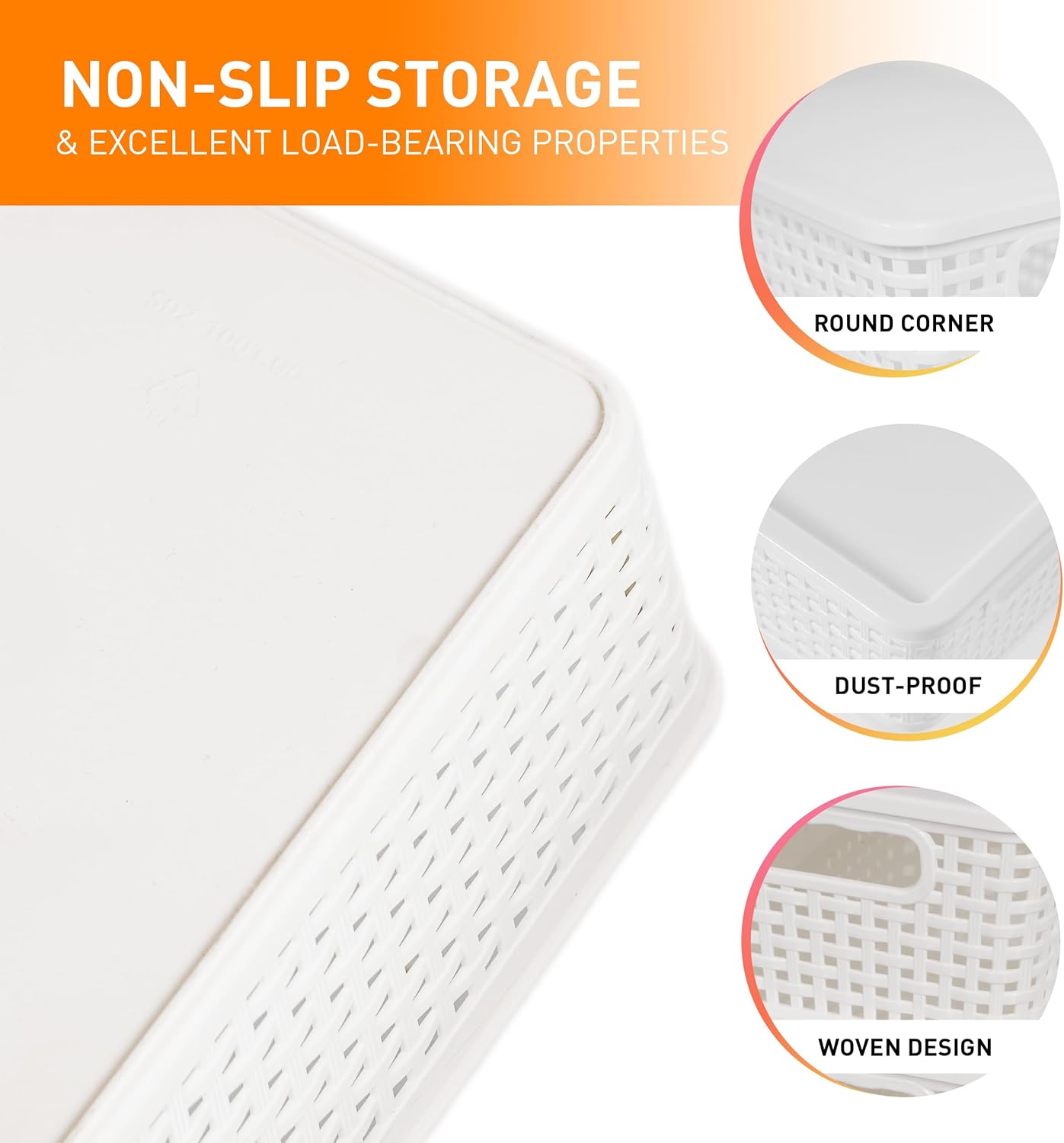 Plastic Storage Baskets With Lid, Storage Bins for Organizing, Stackable Decorative Containers for