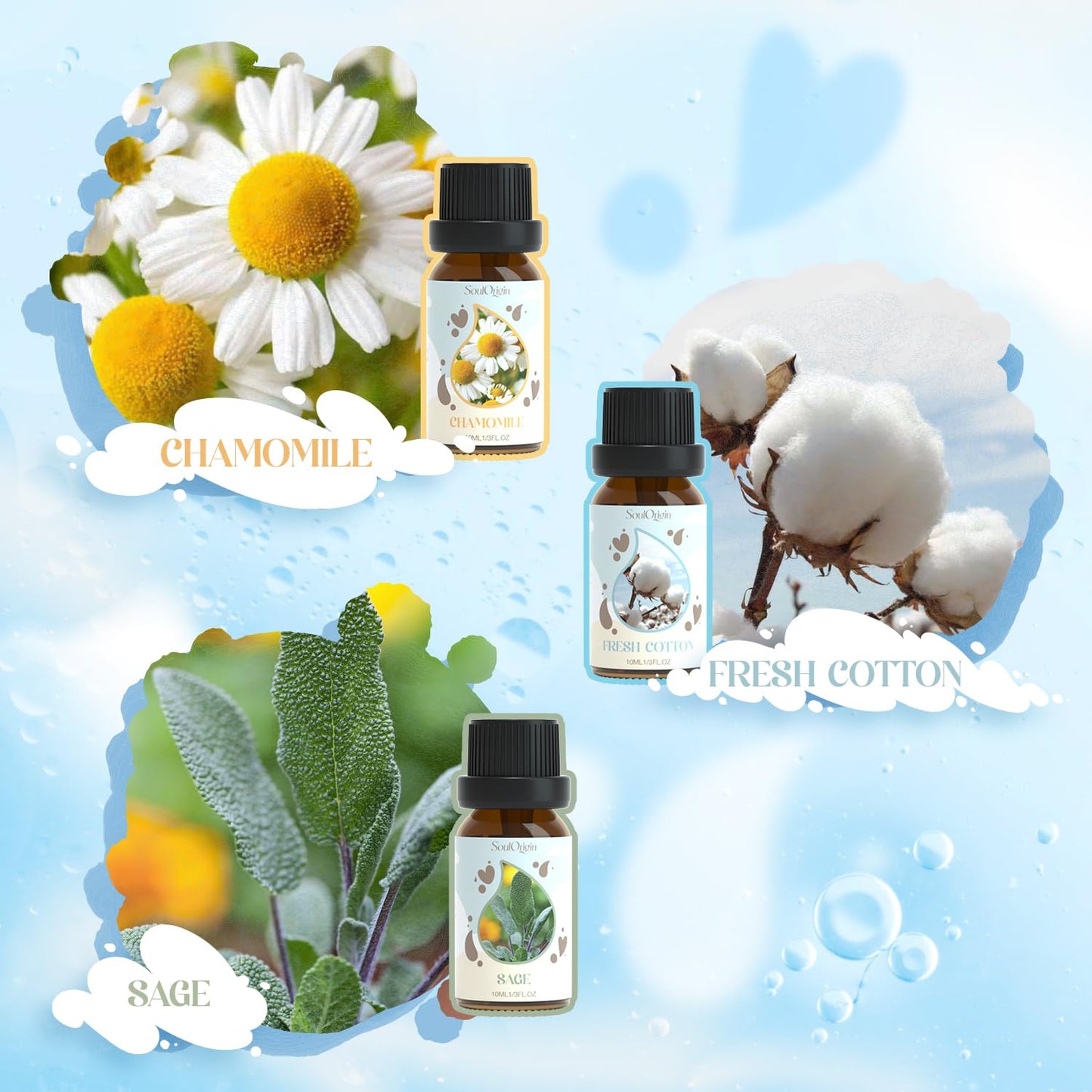 Laundry Fragrance Oils Set, Essential Oil for Diffuser, Aromatherapy Gift, Clean Scent Diffuser