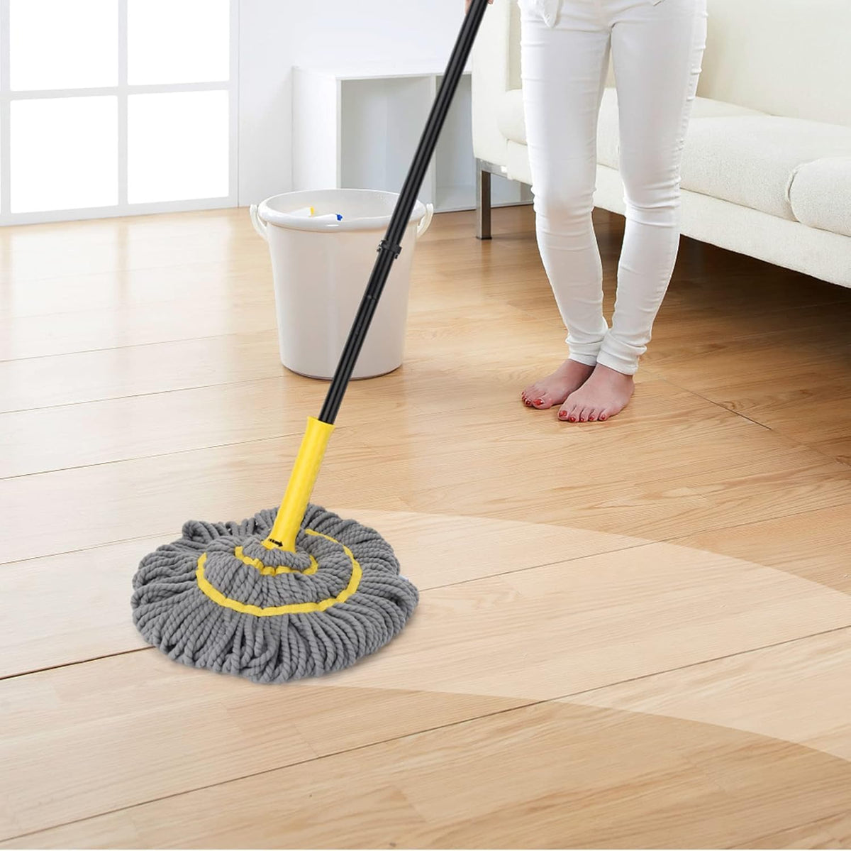 Self Wringing Twist Mop, Wet Mop for Floor Cleaning with 57 " Long Handle, Heavy Duty Floor Mop for