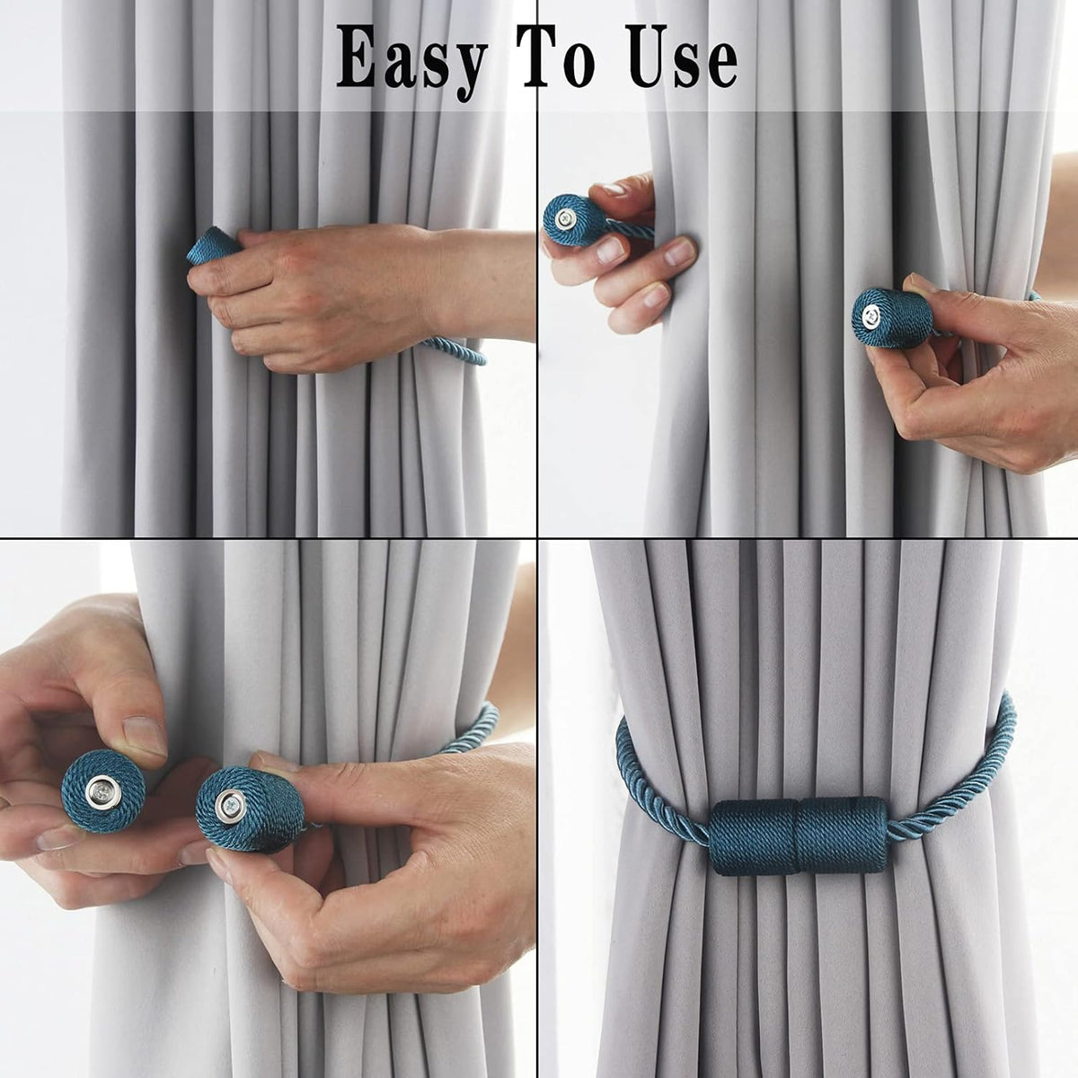 2 Pack Strong Magnetic Curtain Tiebacks Outdoor Elegant Decorative Tie Backs Modern Rope Tiebacks