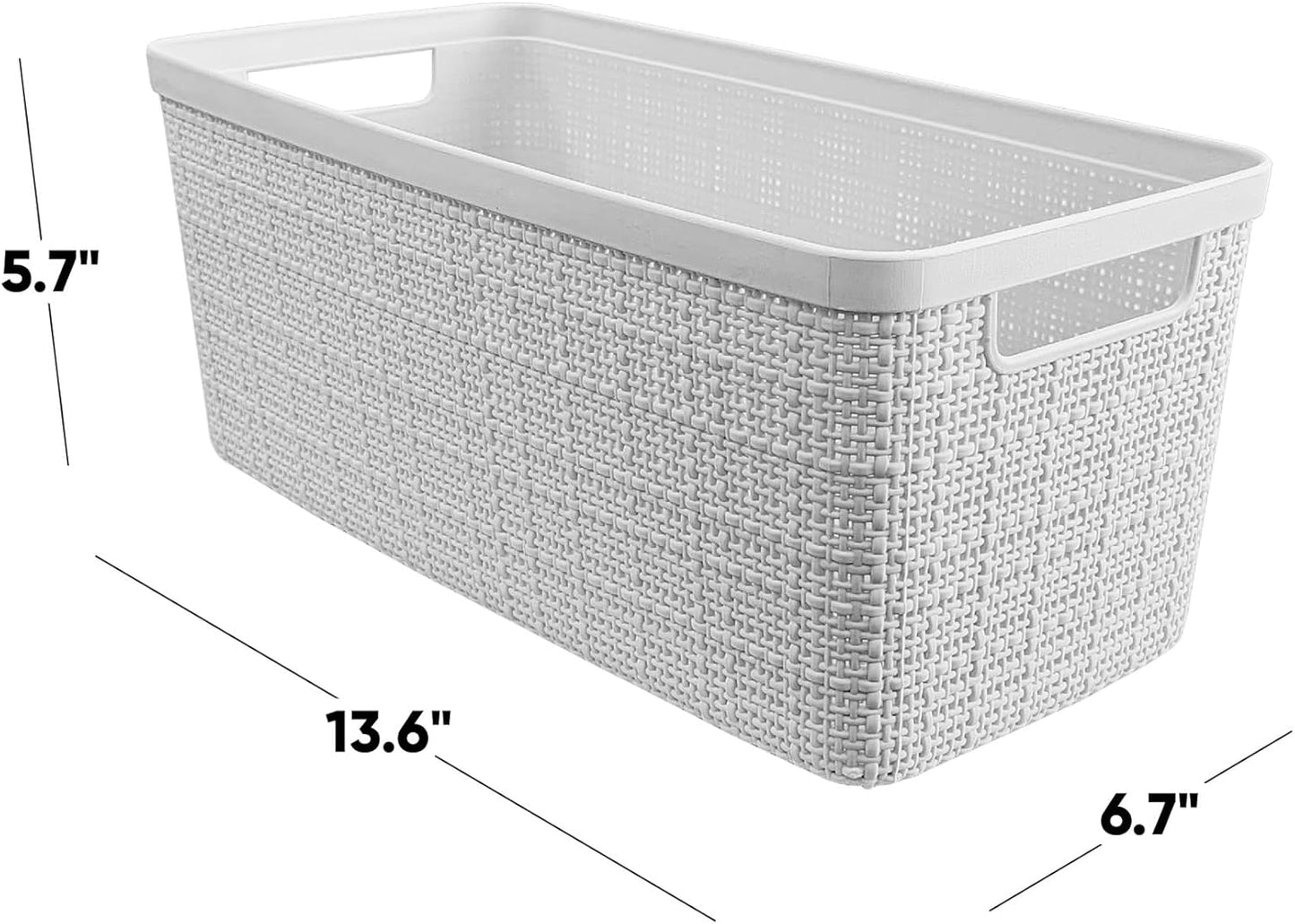 Curver Jute Decorative Plastic Organization and Storage Basket Perfect Bins for Home Office, Closet