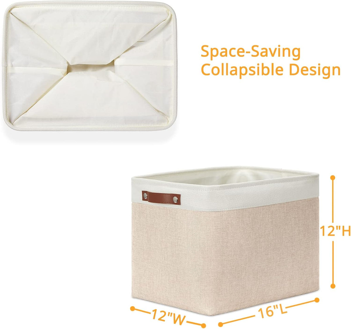 DULLEMELO 2-Pack Large Storage Baskets for Organizing 16"x12"x12" Canvas Fabric Storage Basket Bins