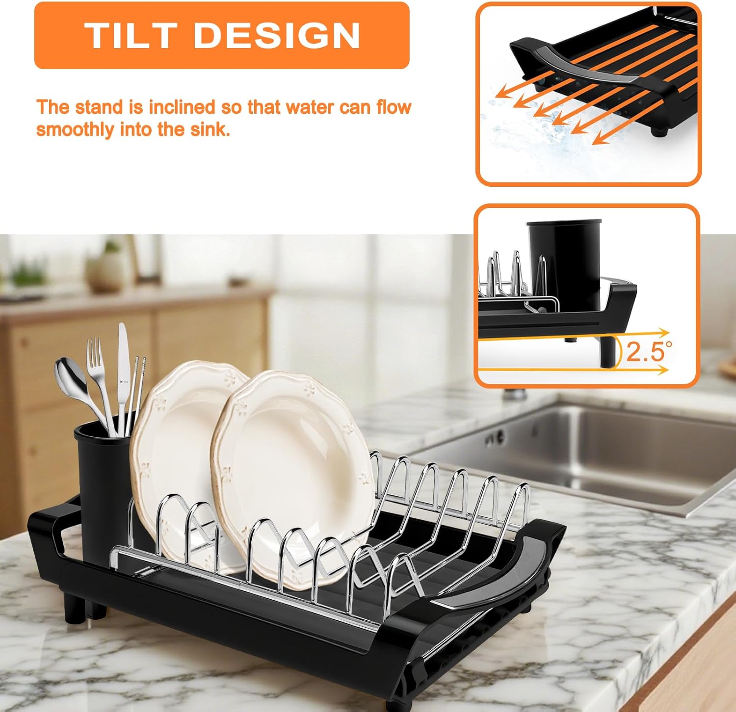 Dish Drying Rack Compact Expandable - A Space-Saving, Stainless Steel, Rust-Resistant Dish Drainer