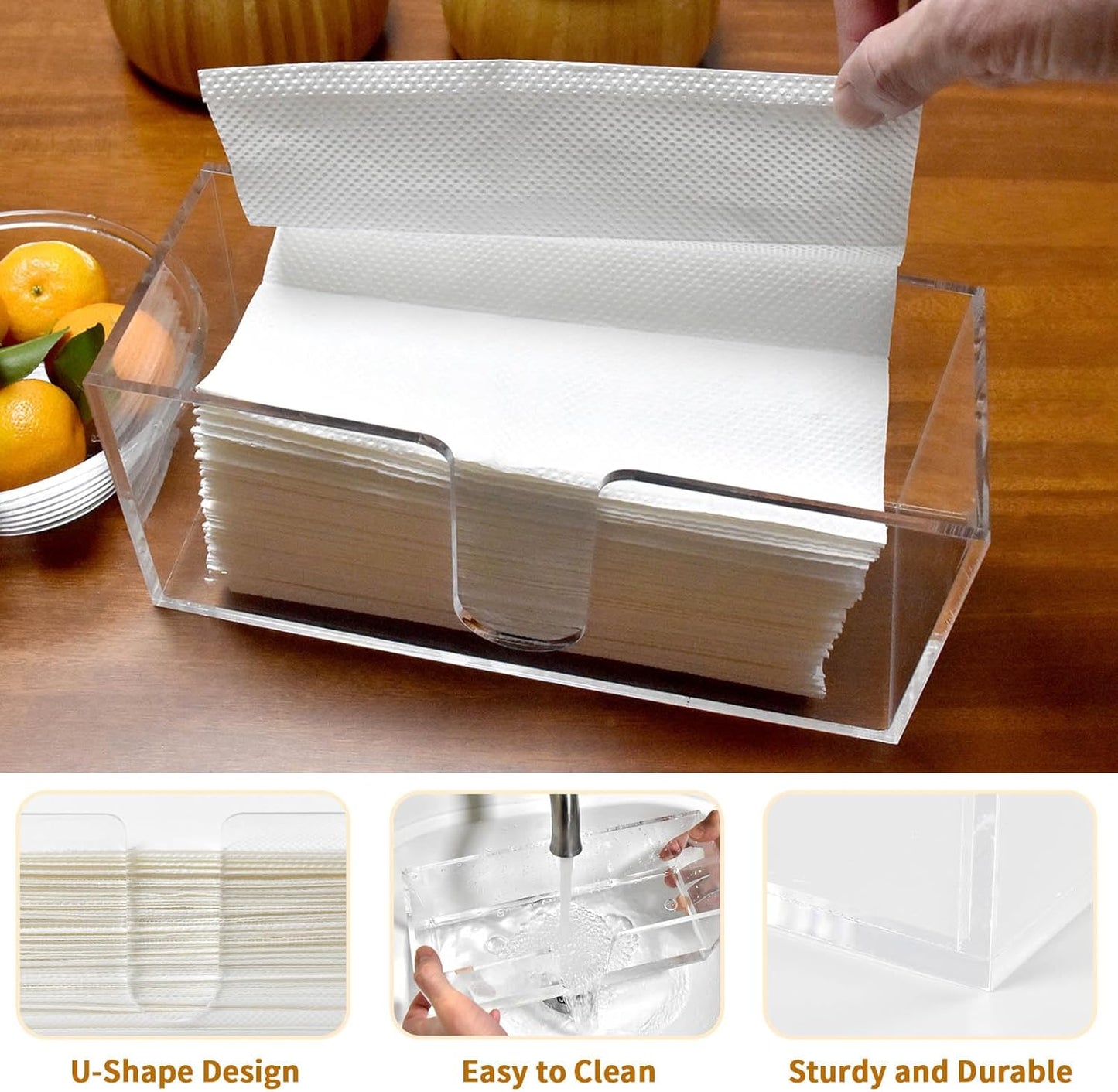 2Pack Acrylic Countertop Paper Towel Holder, Paper Towel Dispenser Countertop/Acrylic Napkin