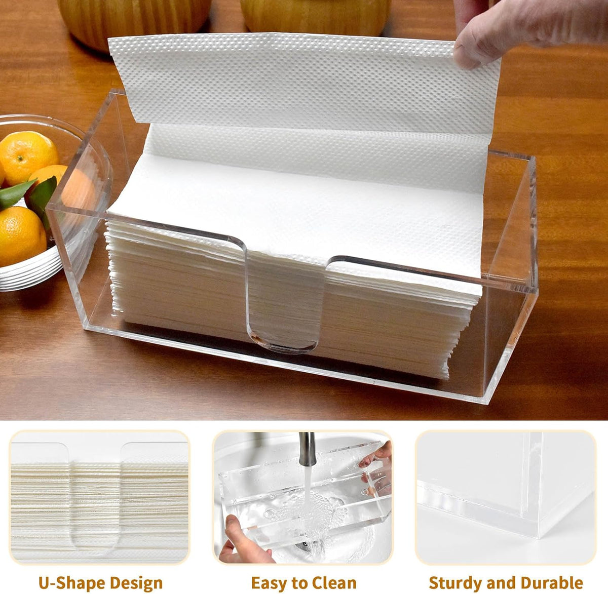 4Pack Acrylic Countertop Paper Towel Holder, Paper Towel Dispenser Countertop/Acrylic Napkin