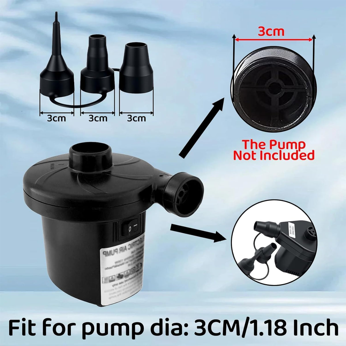 2Set of 3 Sizes Air Pump Replacement Nozzles,Air Pump Nozzles for Inflatables,Plastic Nozzle Head