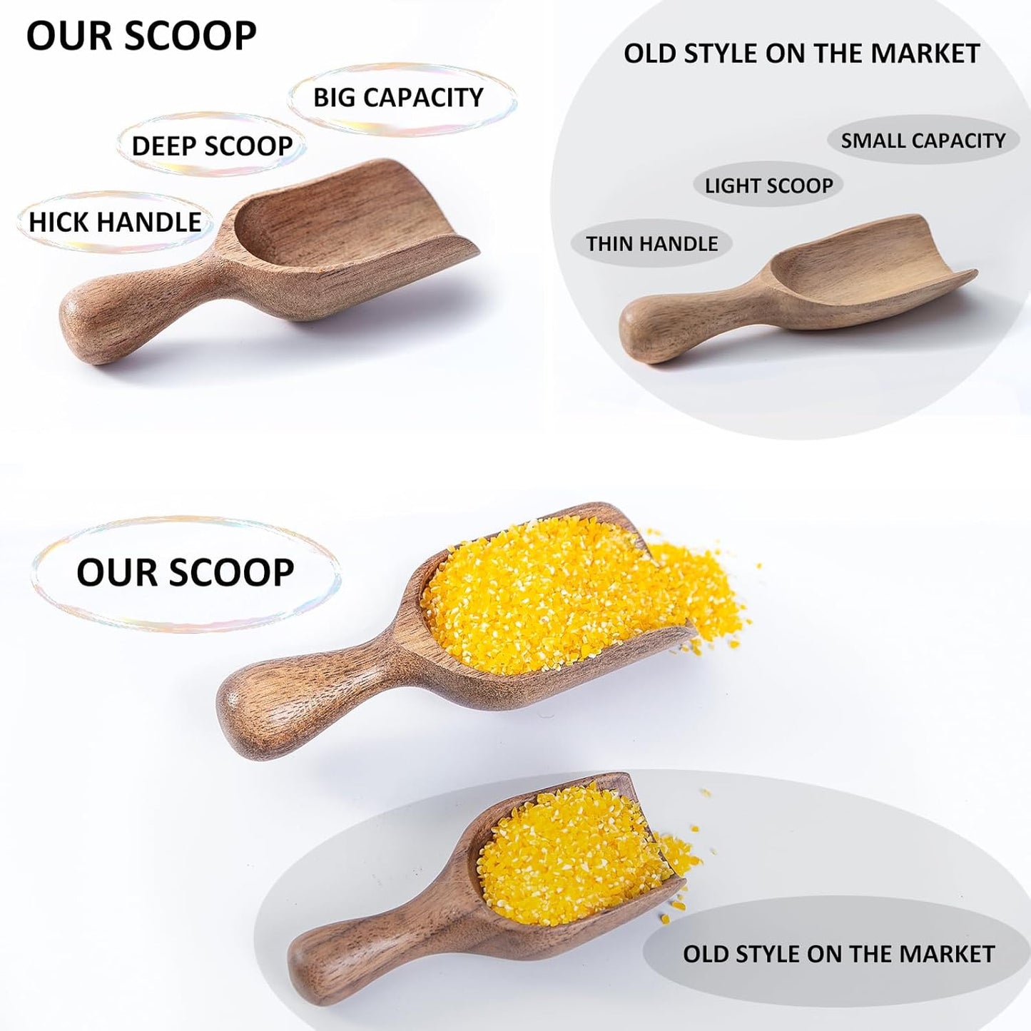 Wooden Scoops for Canisters 4PCS Acacia Wooden Scoop for Jars Mini Measuring Spoons for Ground