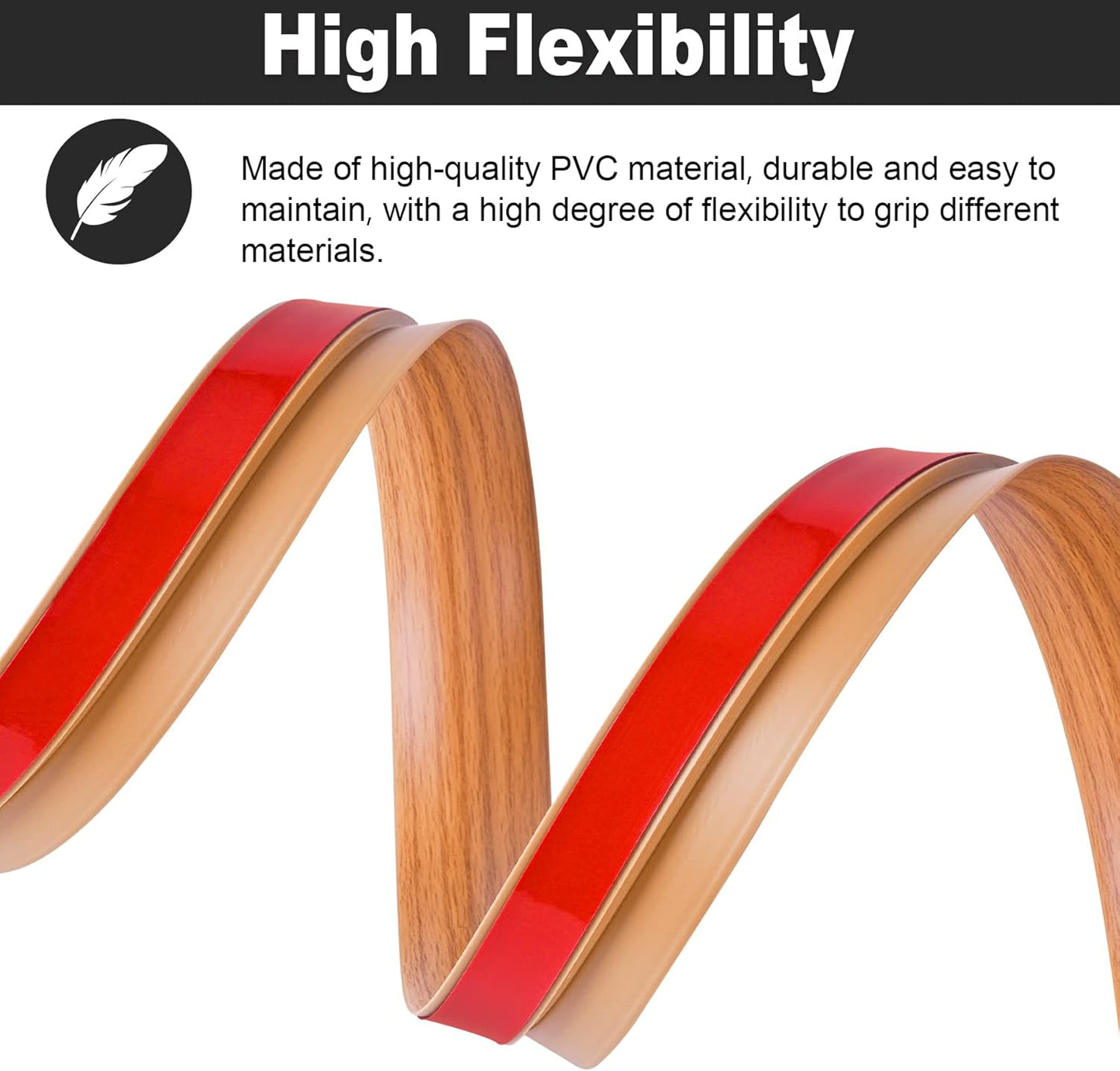 20Ft Carpet Floor Transition Strip, Self Adhesive Floor Edging Trim Strip, PVC Threshold Cover for