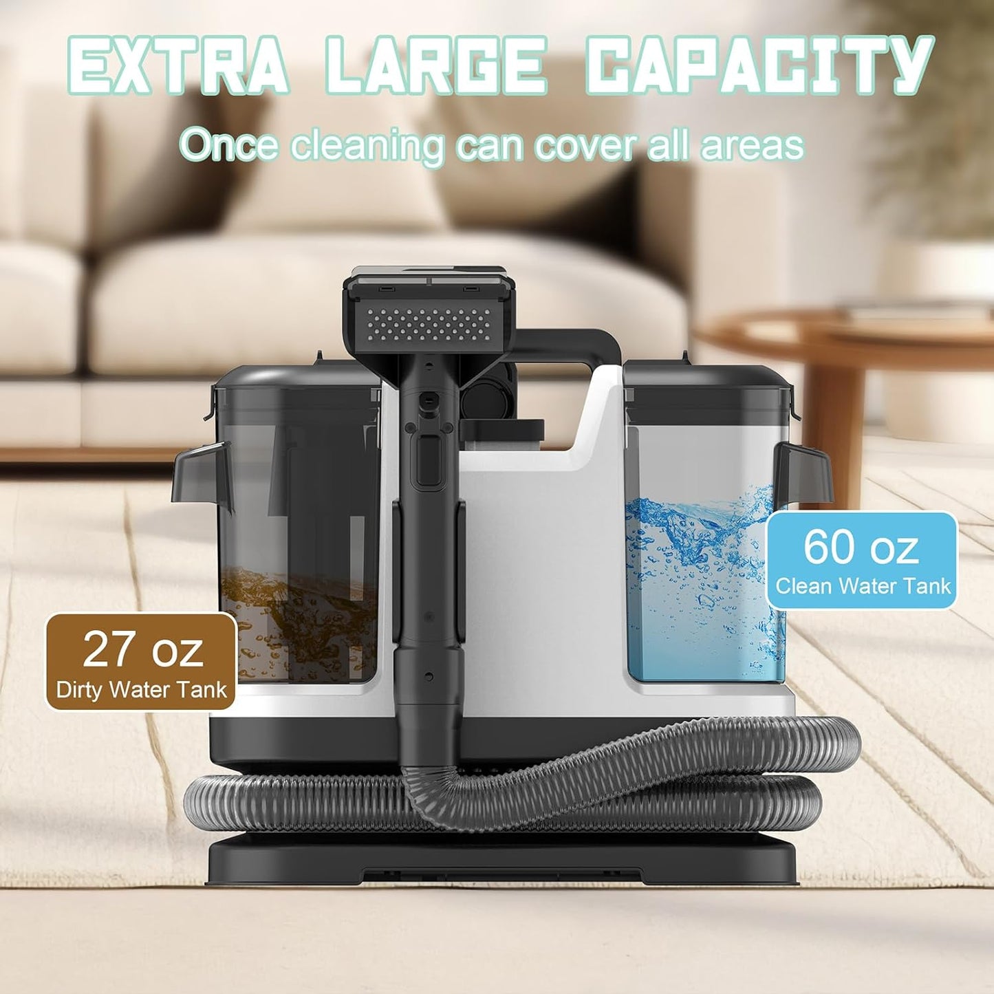 Portable Carpet & Upholstery Cleaner, Deep Cleaning for Rugs, Couch, Car Interiors Stains, Pet &