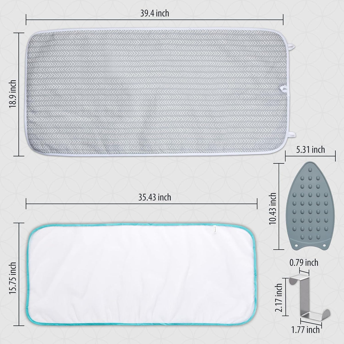 Seiritex Ironing Mat, Portable Ironing Pad 39.4 x 18.9 inch Table Top Iron Board 5 in 1 Travel Iron
