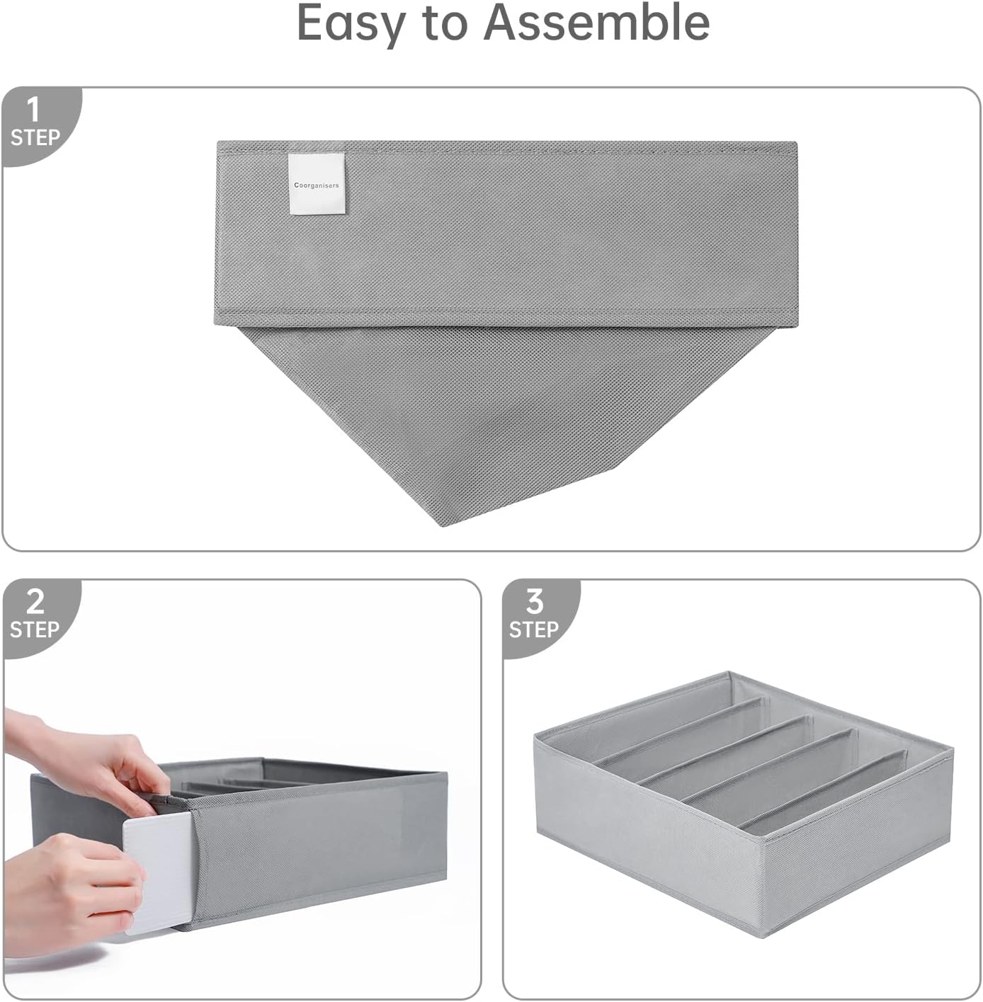 4 Packs Wardrobe Clothes Organizer,5 Grids Washable Portable Closet Organizer Storage Box Foldable