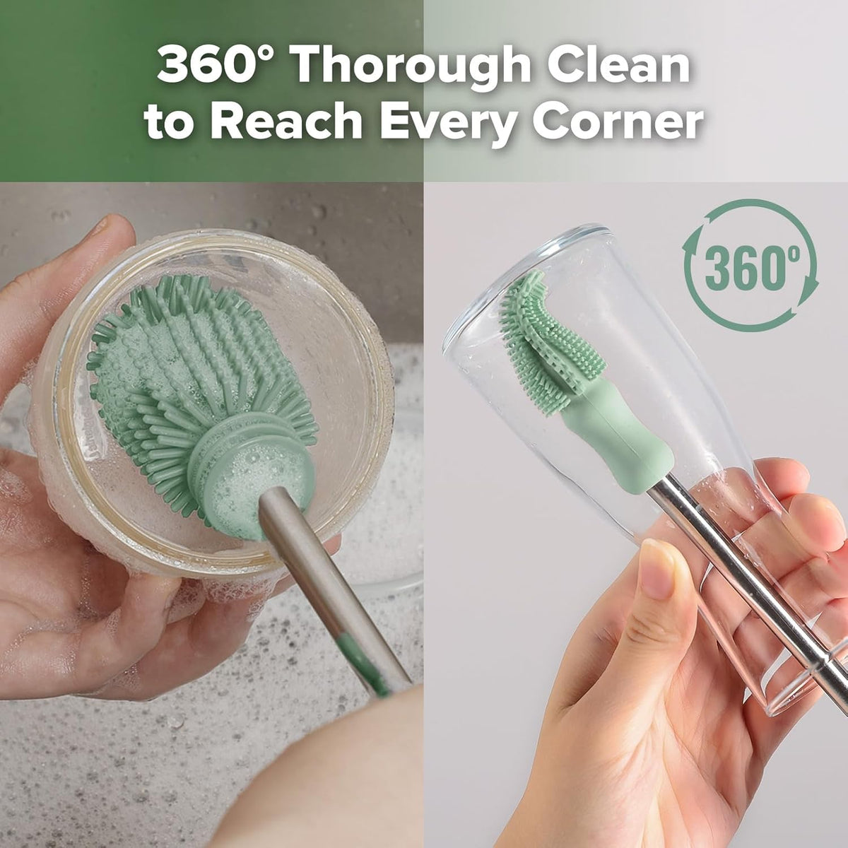 haakaa Silicone Cleaning Brush Kit - Baby Bottle Brush Cleaner for Breast Pump,Nipple,Breast Milk