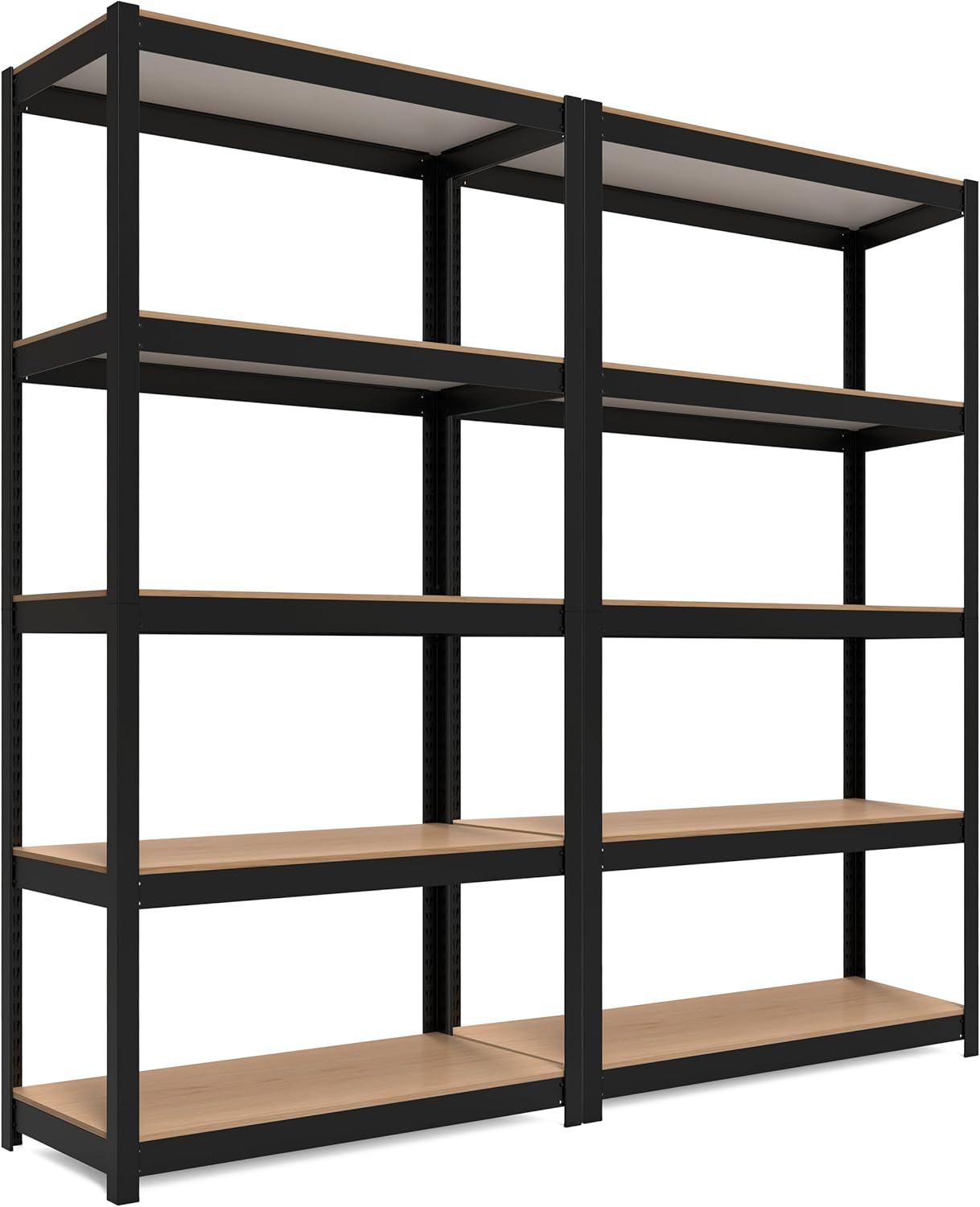 HOMEDANT House Black 5-Tier Laminated Metal Shelving Unit Adjustable Storage Utility Rack Heavy