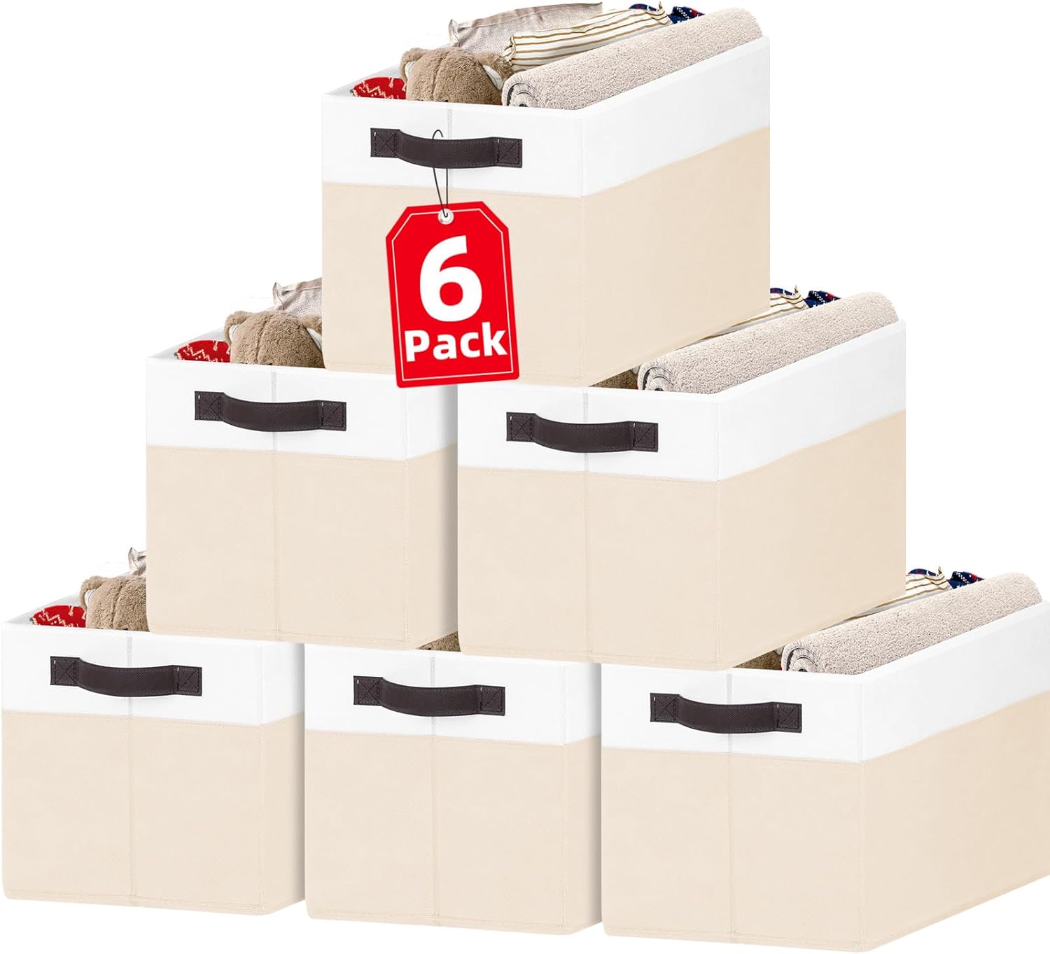 6 Pack Large Toy Box Chest, Collapsible Sturdy Toy Storage Organizer Bins Baskets for Kids, Boys