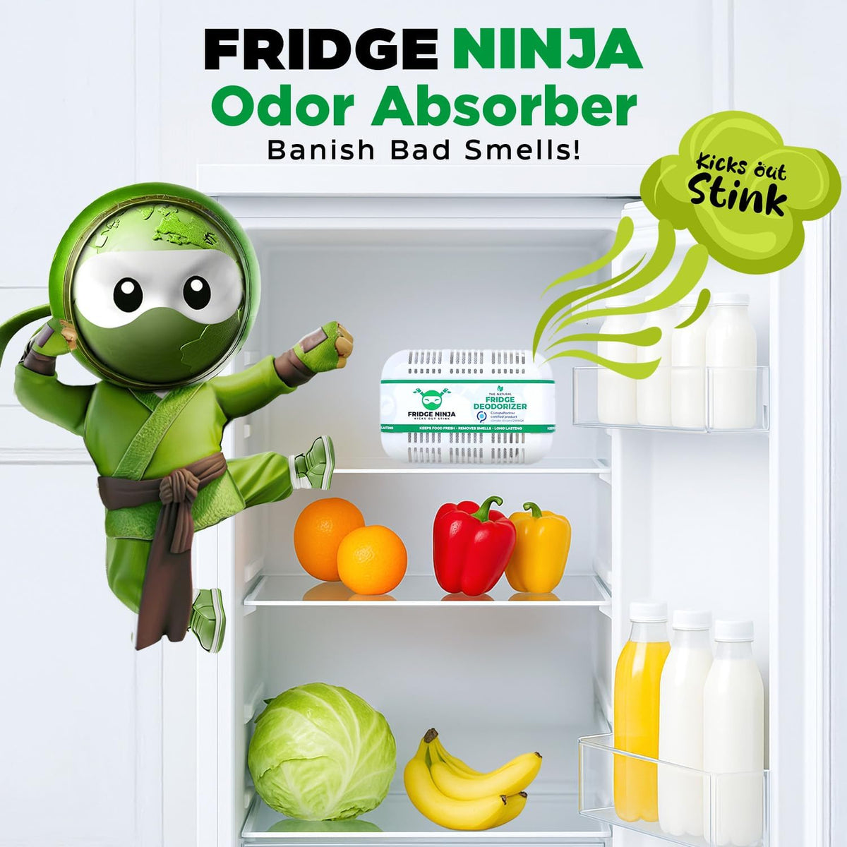 XL Pack of Refrigerator Deodorizer Odor Eliminator – Better than Baking Soda - Refrigerator and