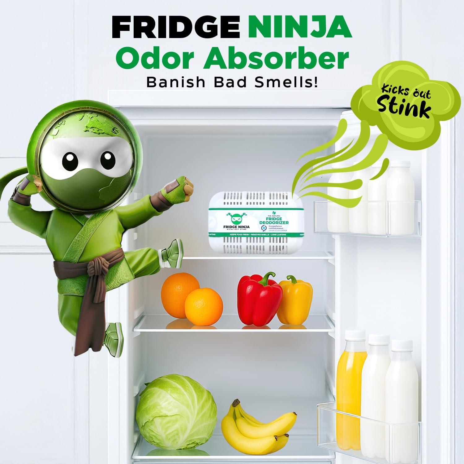 XL Pack of Refrigerator Deodorizer Odor Eliminator – Better than Baking Soda - Refrigerator and