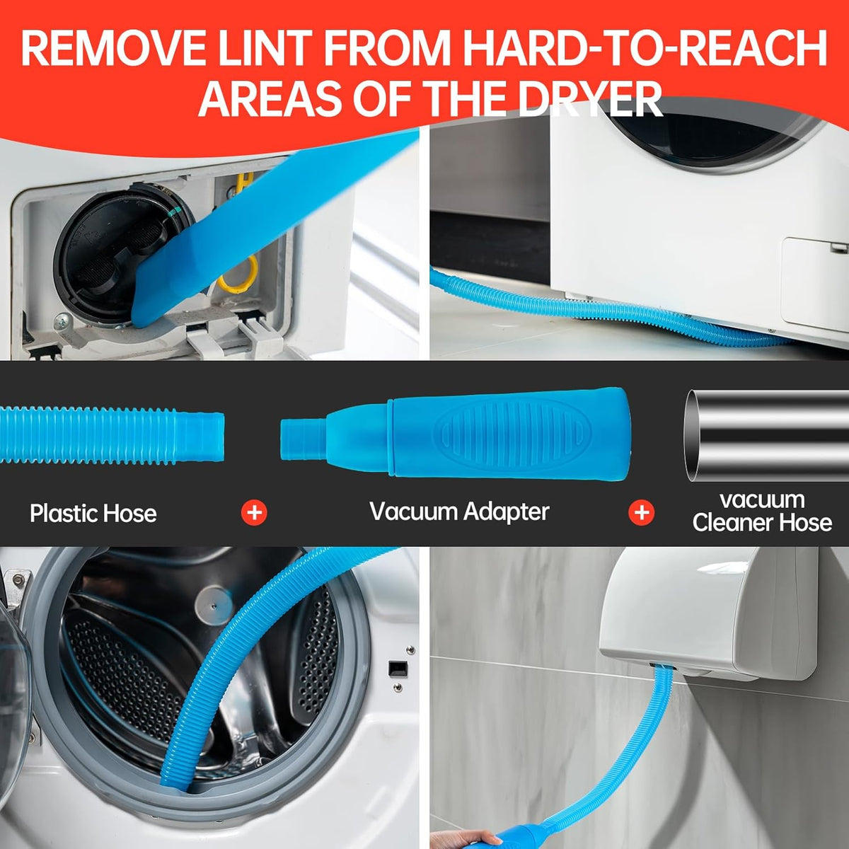 Dryer Vent Cleaner Kit, Bluesea 33-Piece Omnidirectional Dryer Cleaning Kit Include 50 Feet Dryer