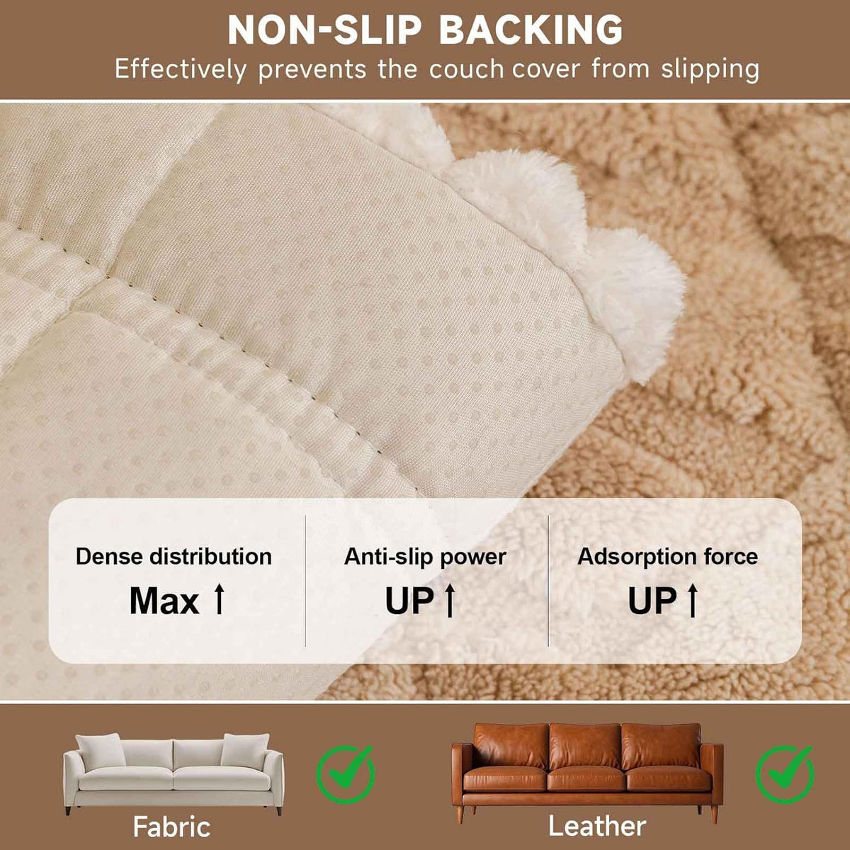 OTOB Pet Couch Covers for 3 Cushion Couch Sofa, Washable & Non Slip Fuzzy Plush Sofa Cushion