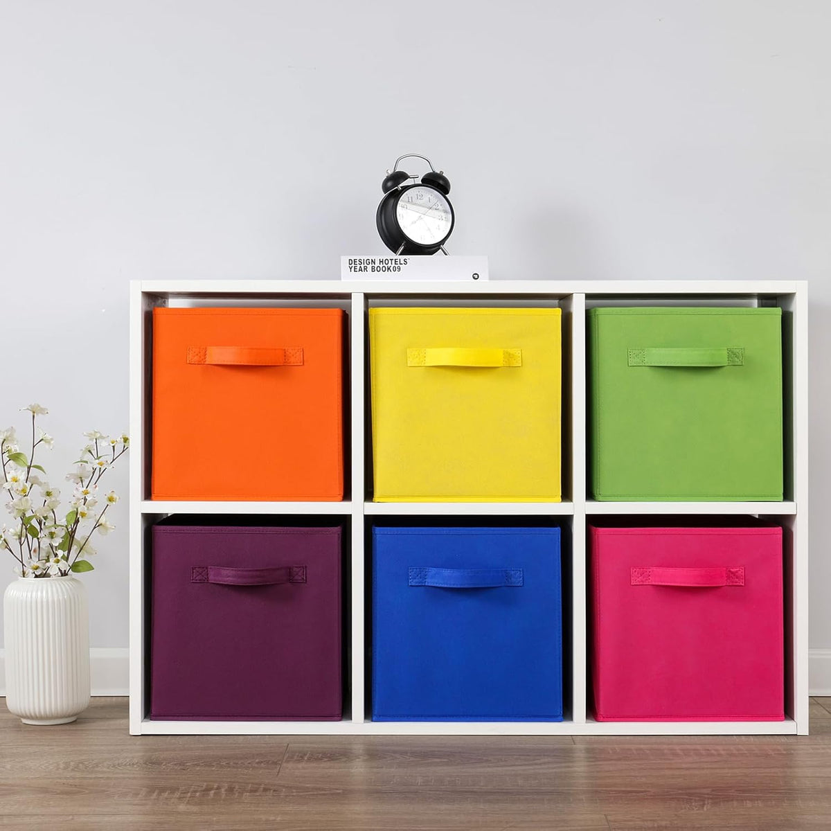 Stero Fabric Storage Bins 6 Pack Fun Colored Durable Storage Cubes with Handles Foldable Cube