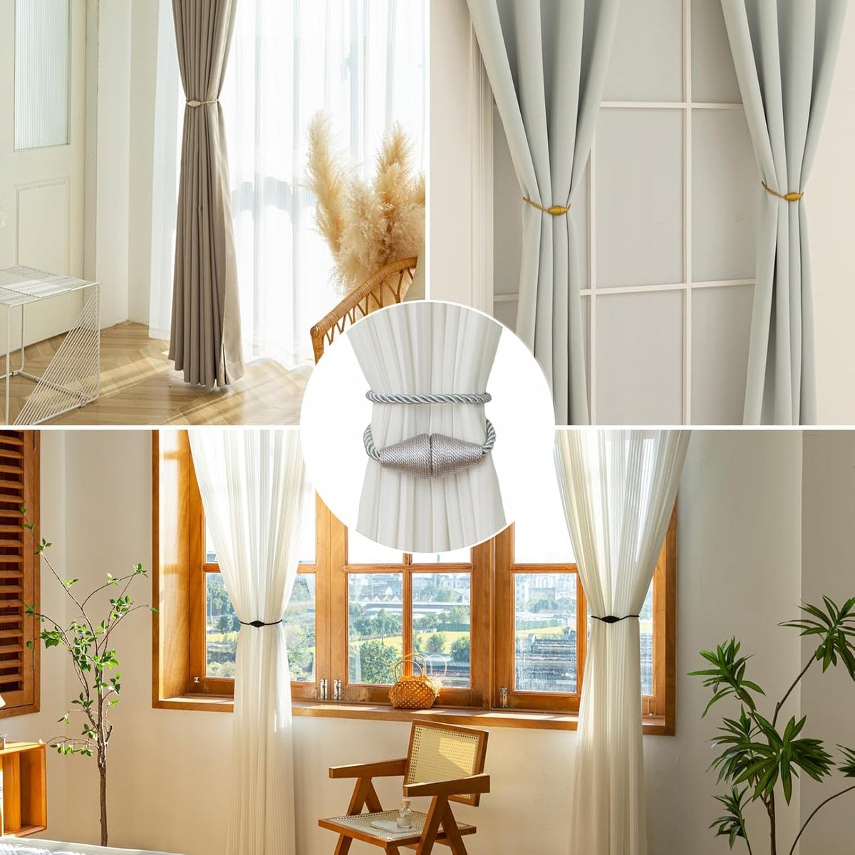 Magnetic Curtain Tiebacks 6 Pack Outdoor Rope Curtain Tie Backs Decorative Window Treatment