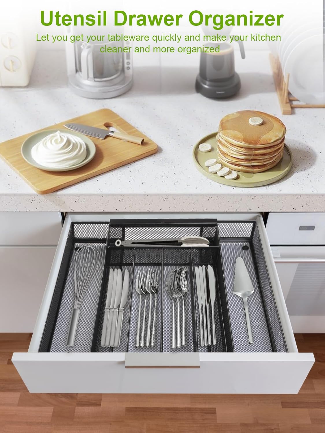 Silverware Organizer Metal Mesh, Drawer Organizer, Utensil Cutlery Tray for kitchen