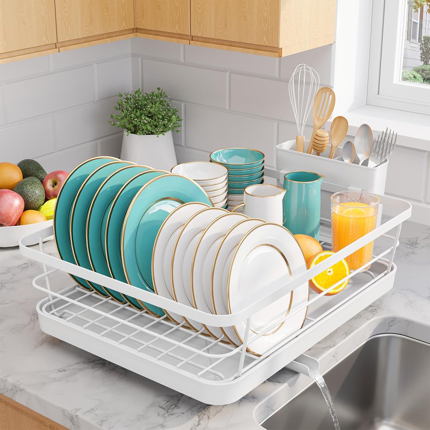 Stainless Steel Dish Drying Rack for Kitchen Counter, Sink Organization and Storage Essentials with