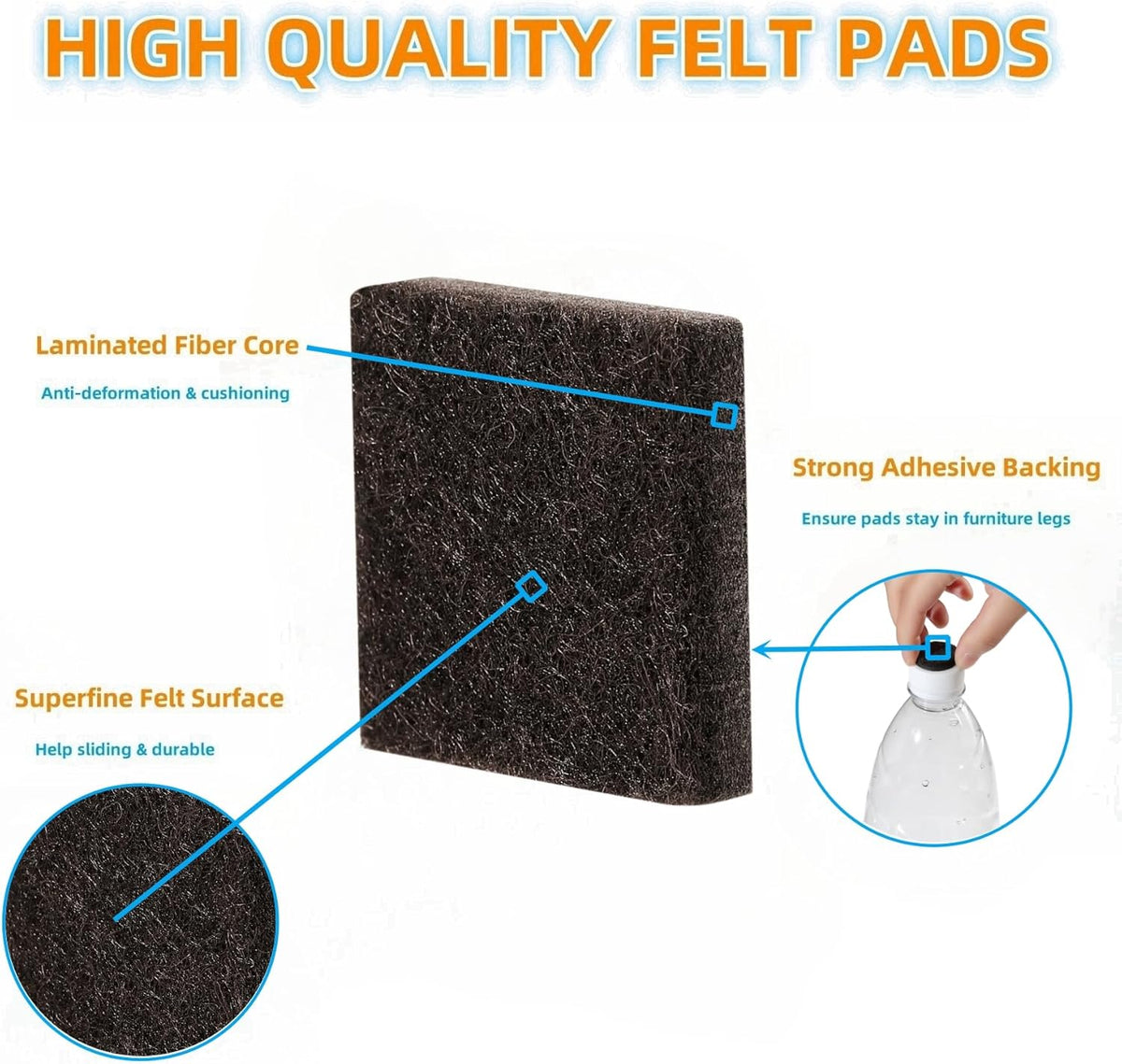Furnigear Felt Strips with Adhesive Backing for Furniture - Felt Furniture Pads for Hardwood