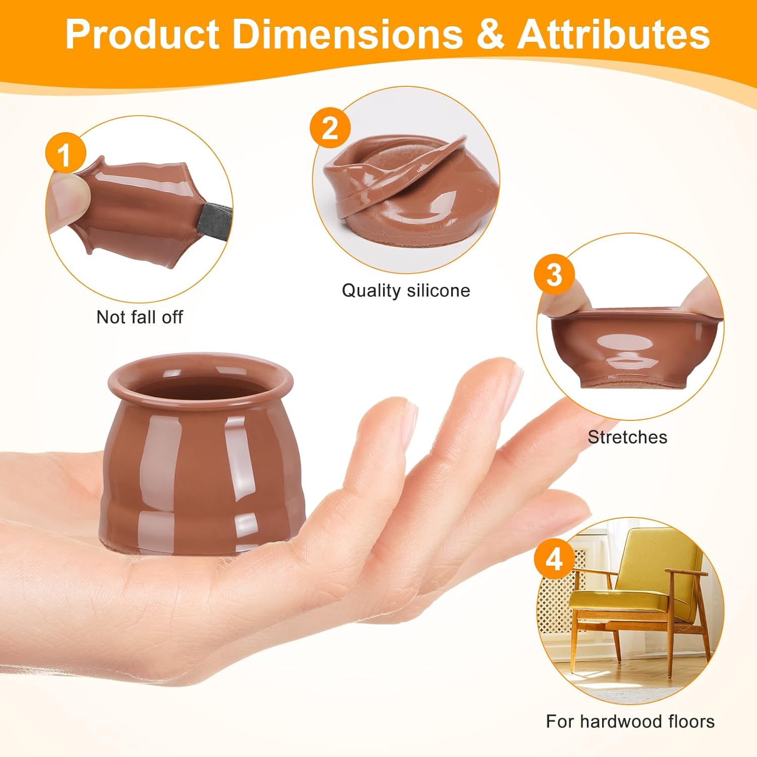 CHUNZEXI 32 Pack Chair Leg Floor Protectors for Hardwood Floors, Silicone Felt Covers Pads Caps