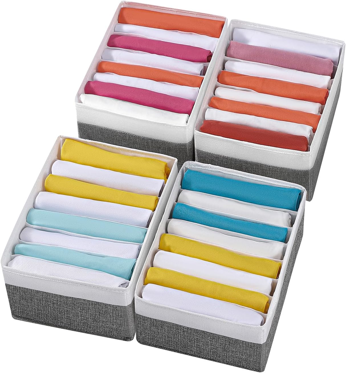 4 Packs T-shirt Drawer Organizers for Clothing,8 Grids Compartment Wardrobe Storage Box, Washable