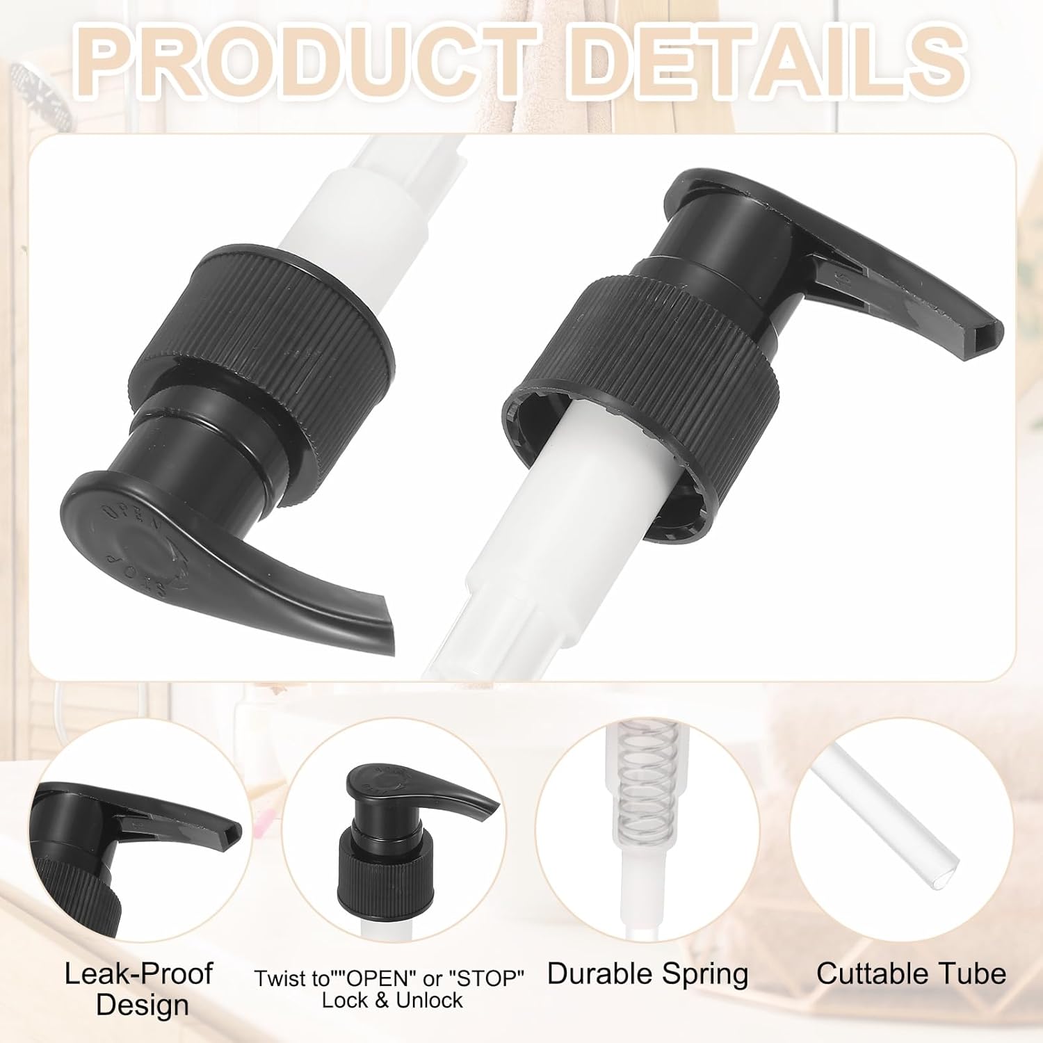 uxcell 8 Pcs Soap Dispenser Pump Heads Soap Dispensers Top Pumps Replacement Switch Pumphead for