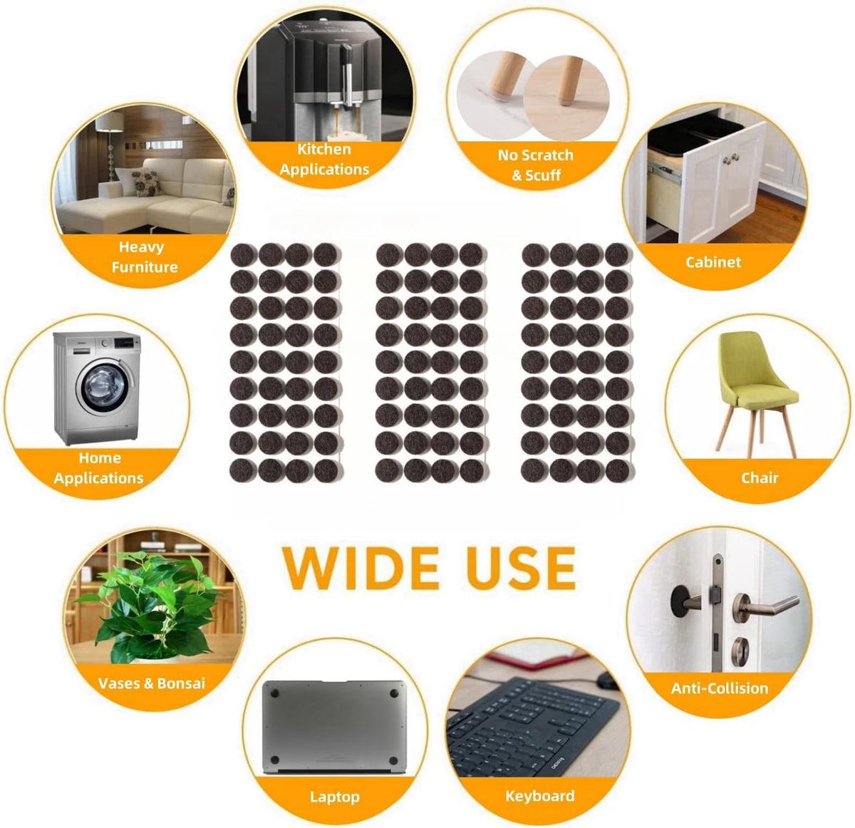 Furnigear Felt Furniture Pads for Hardwood Floors - Self Adhesive Chair Felt Pad, Floor Protector