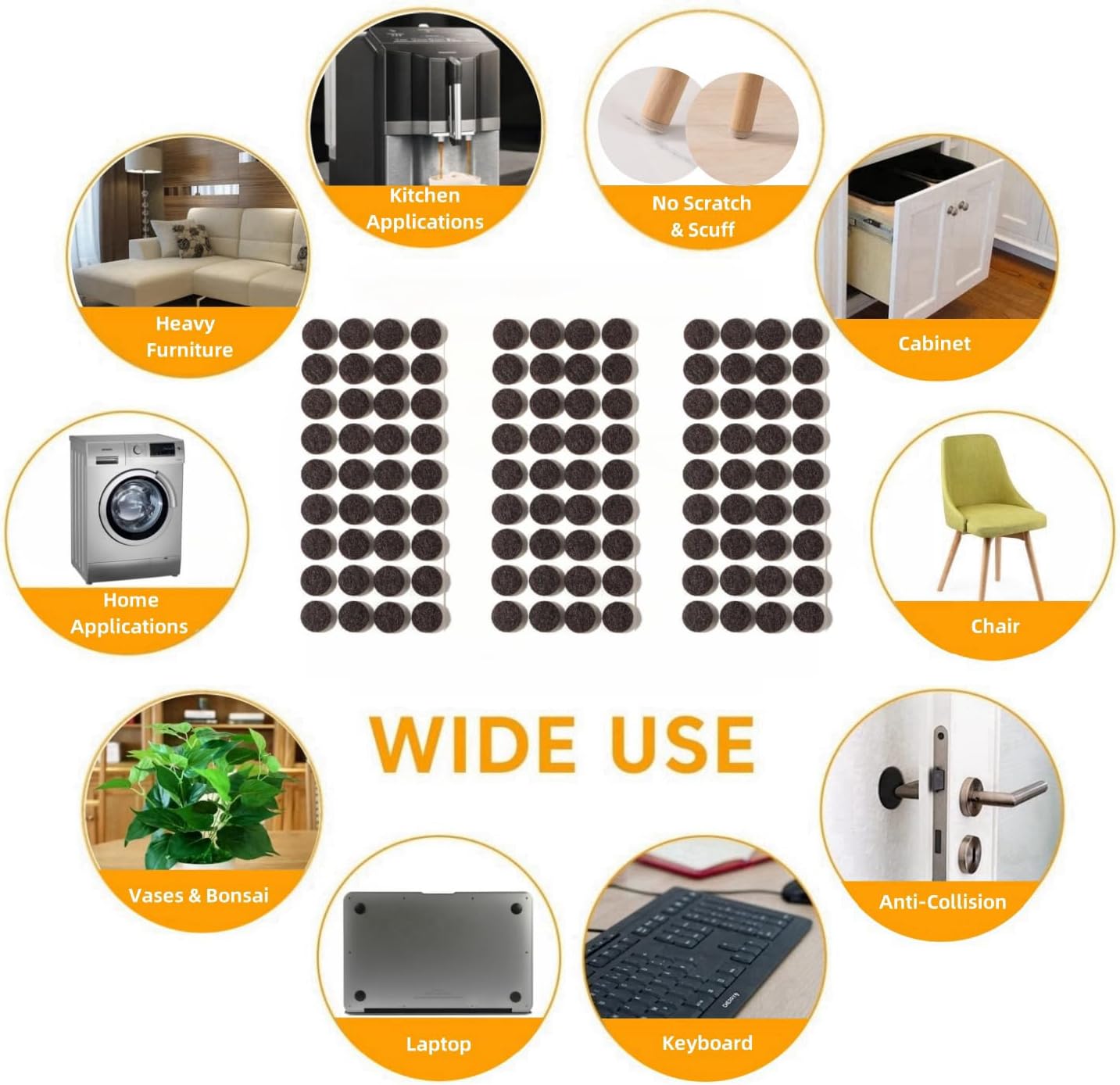 Furnigear Felt Furniture Pads for Hardwood Floors - Self Adhesive Chair Felt Pad, Floor Protector