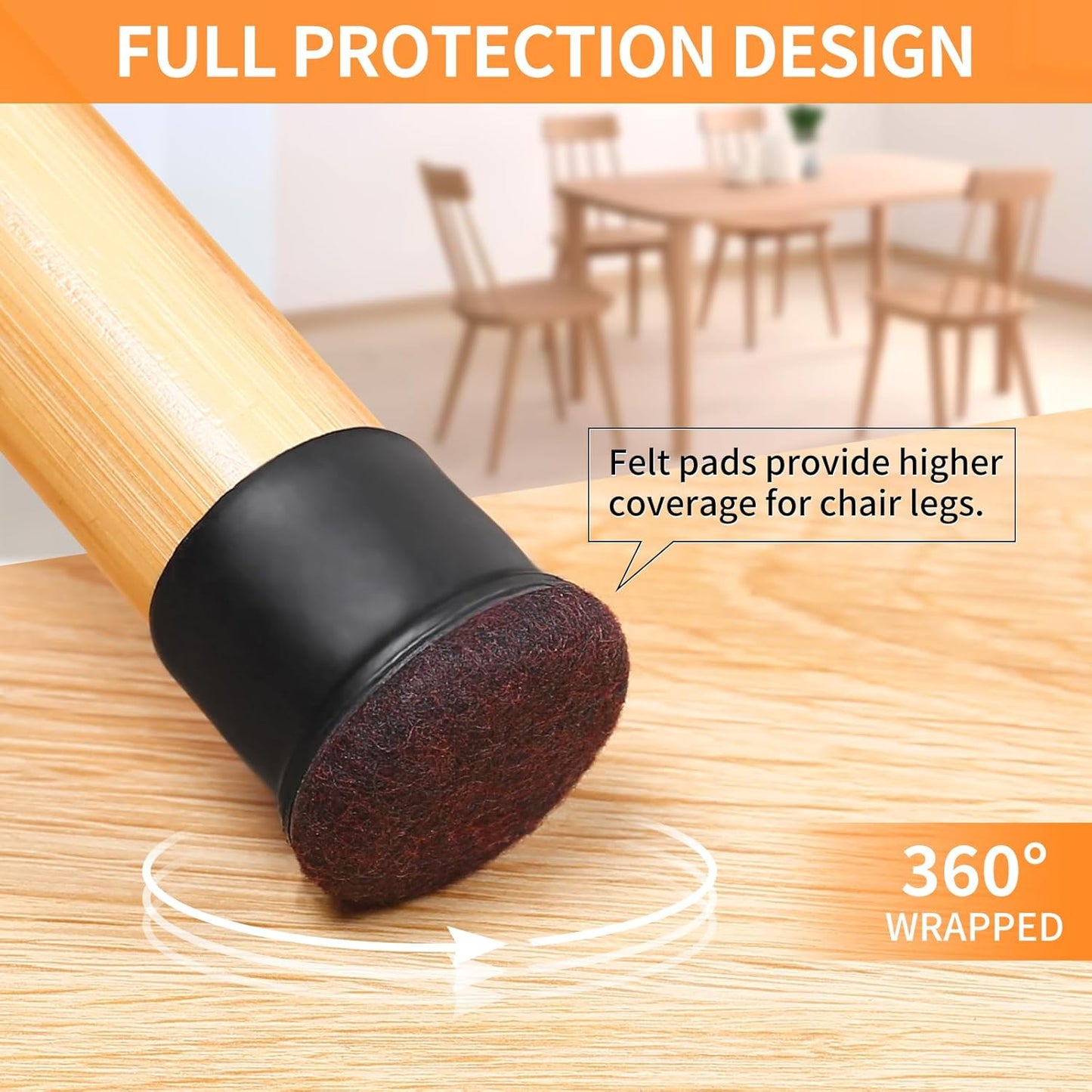 Ezprotekt 24 Pcs Extra Large Chair Leg Floor Protectors for Hardwood Floors, Felt Furniture Pads