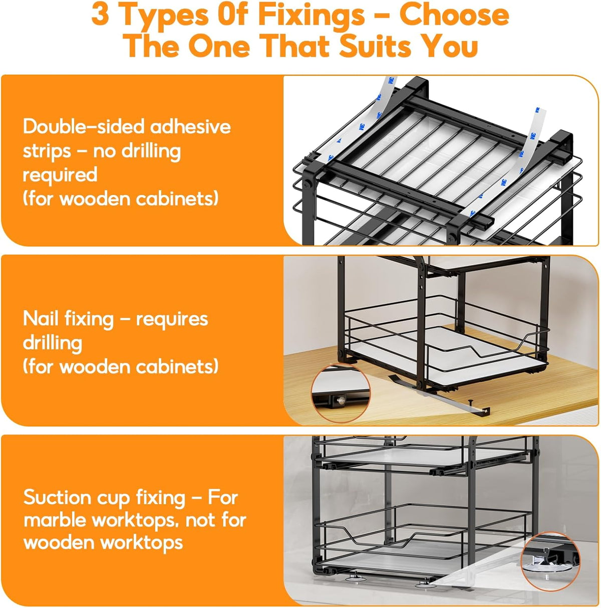 Spice Rack Organizer for Cabinet, 2 Tier Pull Out Spice Rack – Heavy Duty Metal Spice Organization