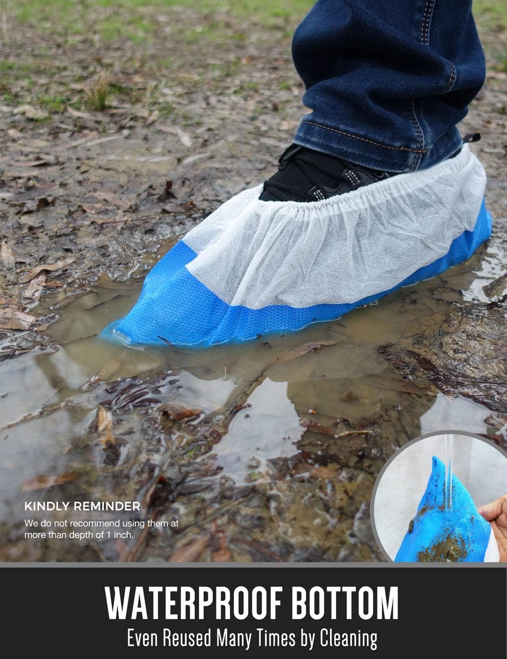 OhanaPro Premium Disposable Non Slip Boot & Shoe Covers - Pack of 50 - Waterproof Double Layer