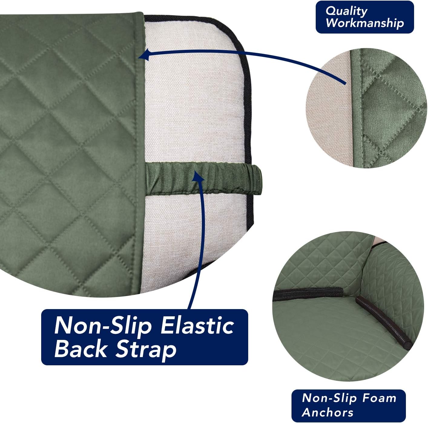 PureFit Reversible Quilted Sofa Cover, Water Resistant Slipcover Furniture Protector, Washable