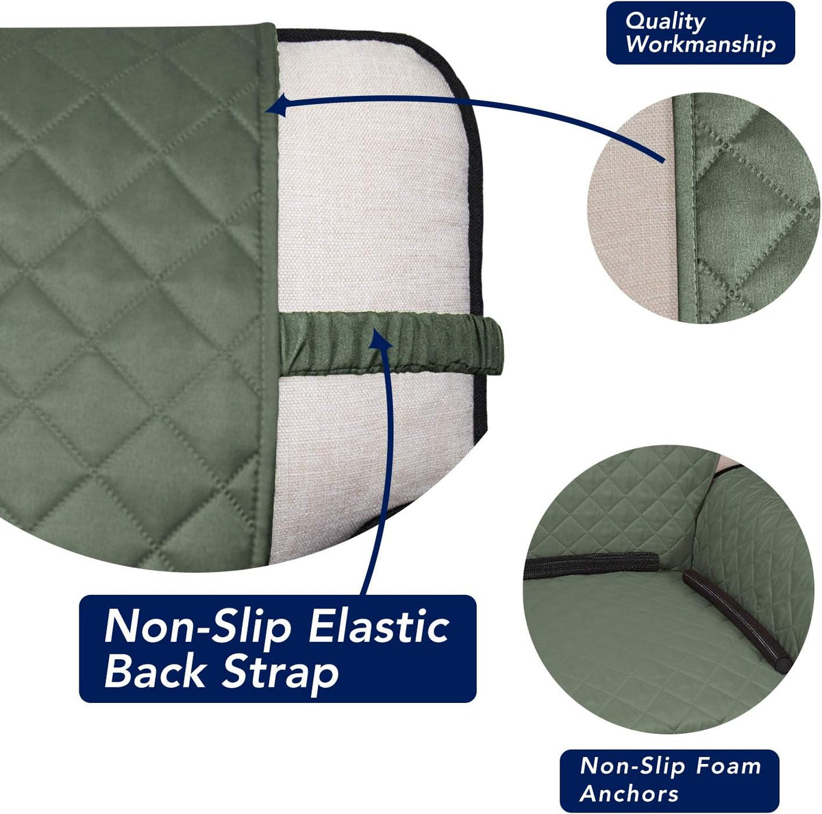 PureFit Reversible Quilted Sofa Cover, Water Resistant Slipcover Furniture Protector, Washable