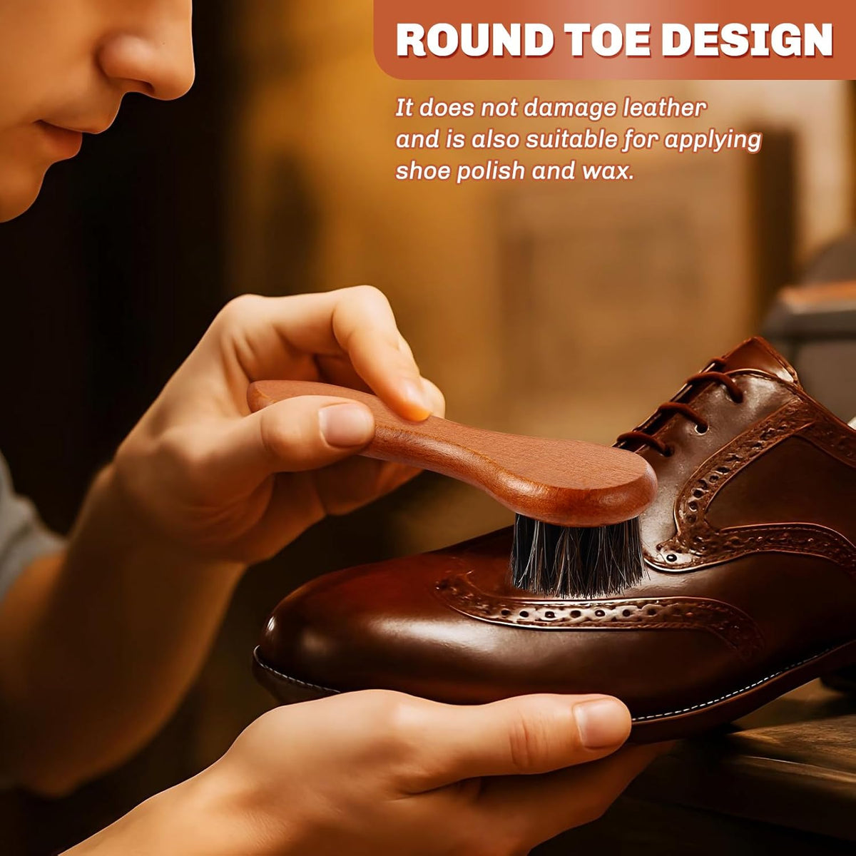 4 Pcs Horsehair Shine Shoes Brush Kit Polish Dauber Applicators Cleaning Leather Shoes Boots Care