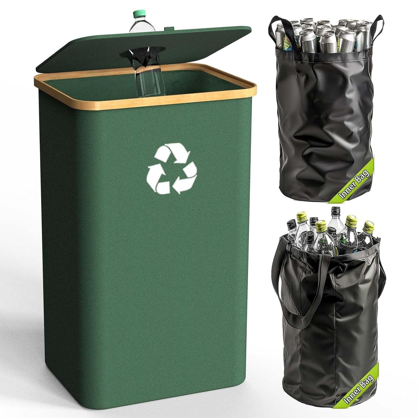Recycling Bin for Kitchen Indoor Home, Large 100L/ 26 Gallon Recycle Bin with Lid Removeable