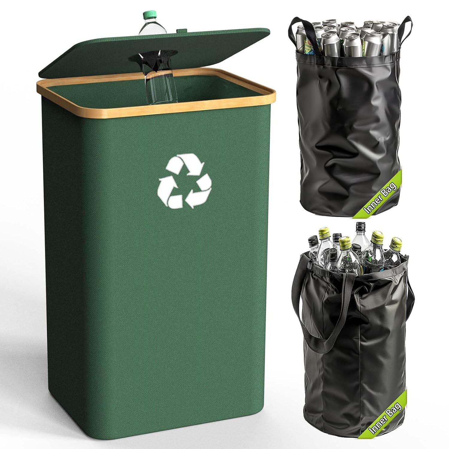Recycling Bin for Kitchen Indoor Home, Large 100L/ 26 Gallon Recycle Bin with Lid Removeable