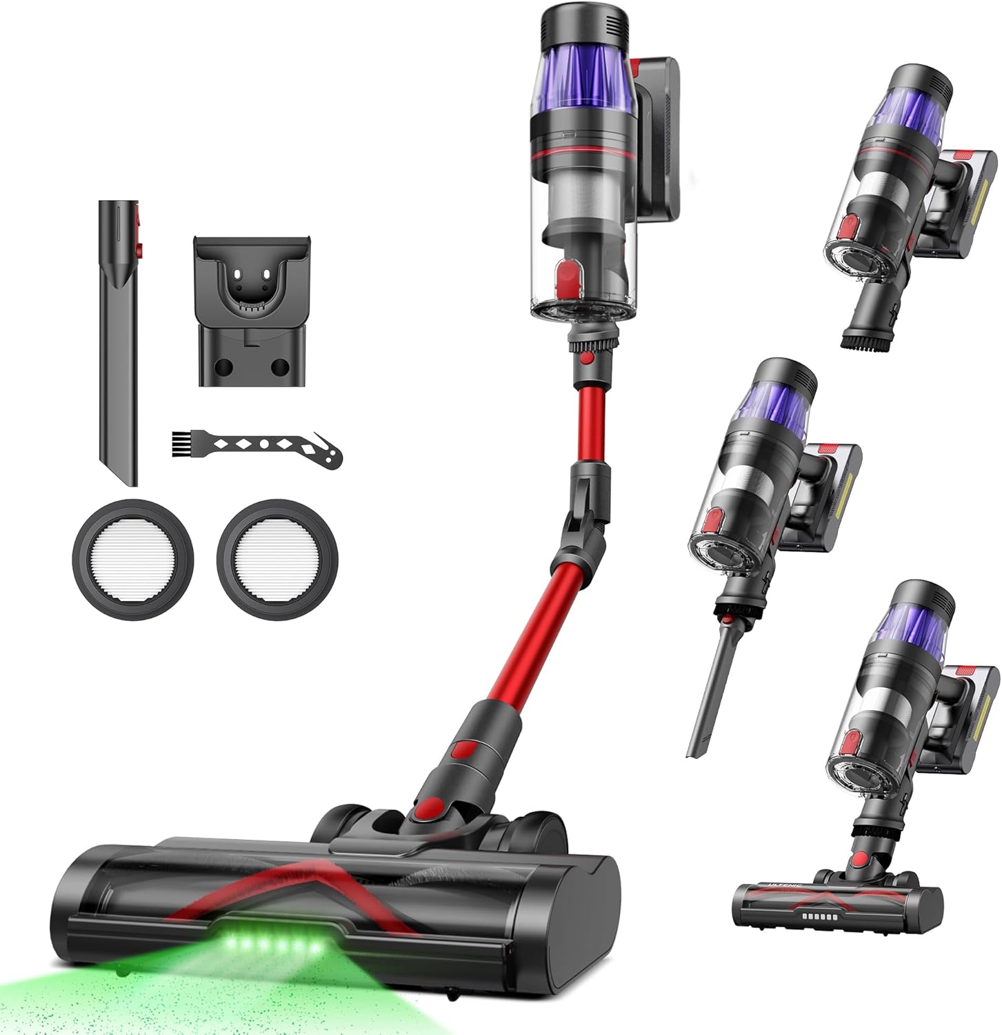 Ultenic Cordless Vacuum Cleaner, 550W/50Kpa, 60Mins Runtime, 180°Bendable Wand, Anti-Tangle Brush