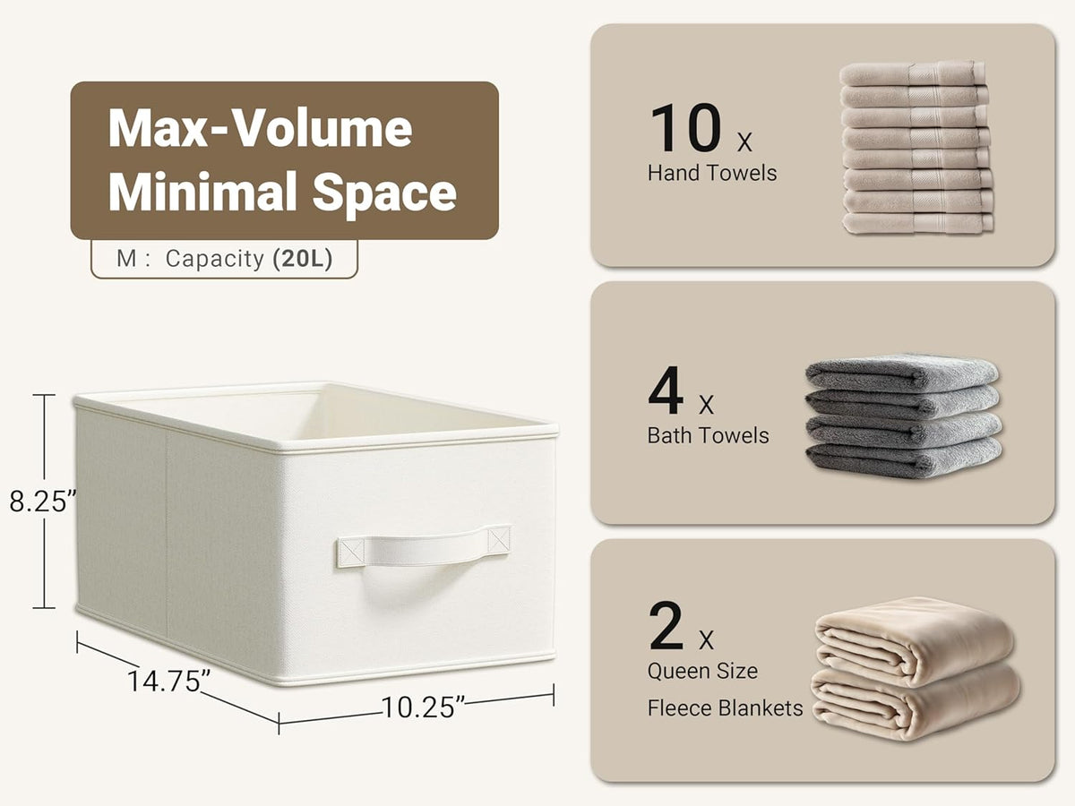 3 Pack Fabric Storage Bins for Shelves | 14¾" L*10¼" W*8¼" H Closet Storage Bins | Collapsible
