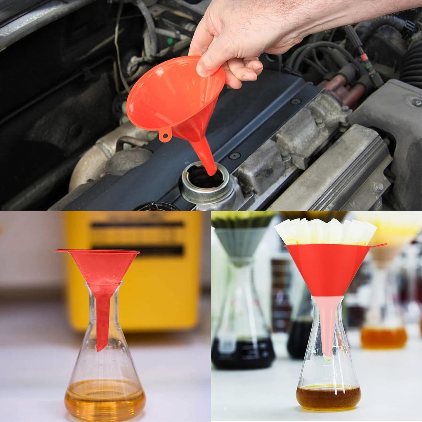 XhjzgcTec 8 Pcs Plastic Funnel Set, Oil Funnels for Filling Bottles or Containers, Multipurpose