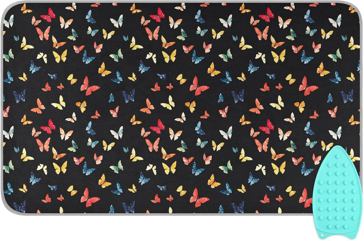 Colorful Butterfly Ironing Mat for Table top Portable Ironing Pad Blanket for Washer Dryer