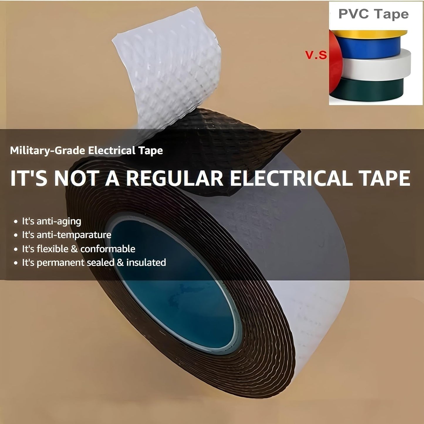 4 Rolls Butyl Rubber Self-Fusing Tape | IP67 Waterproof & 35KV Insulated | Extreme Cold/Hot