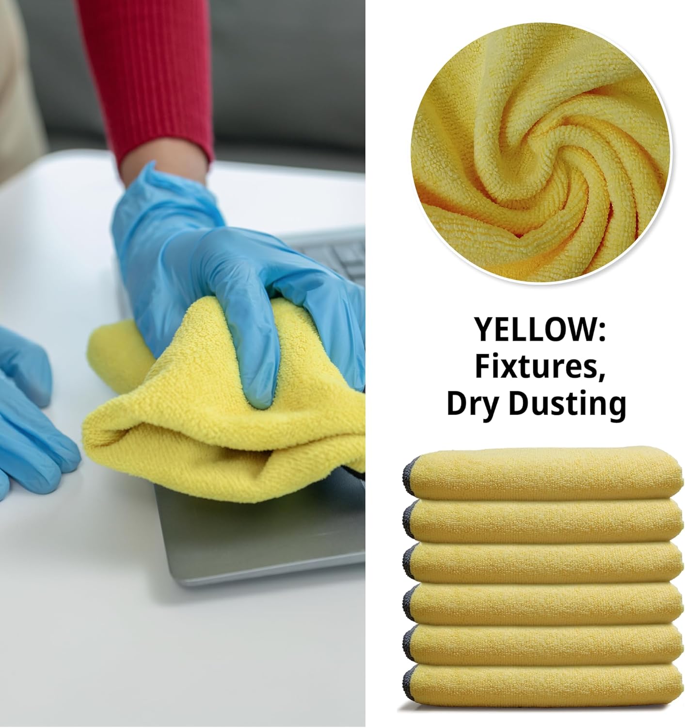 EvaClean Premium Microfiber Cleaning Cloth 16"x16" - Reusable, Washable, Non-Scratch, Microfiber