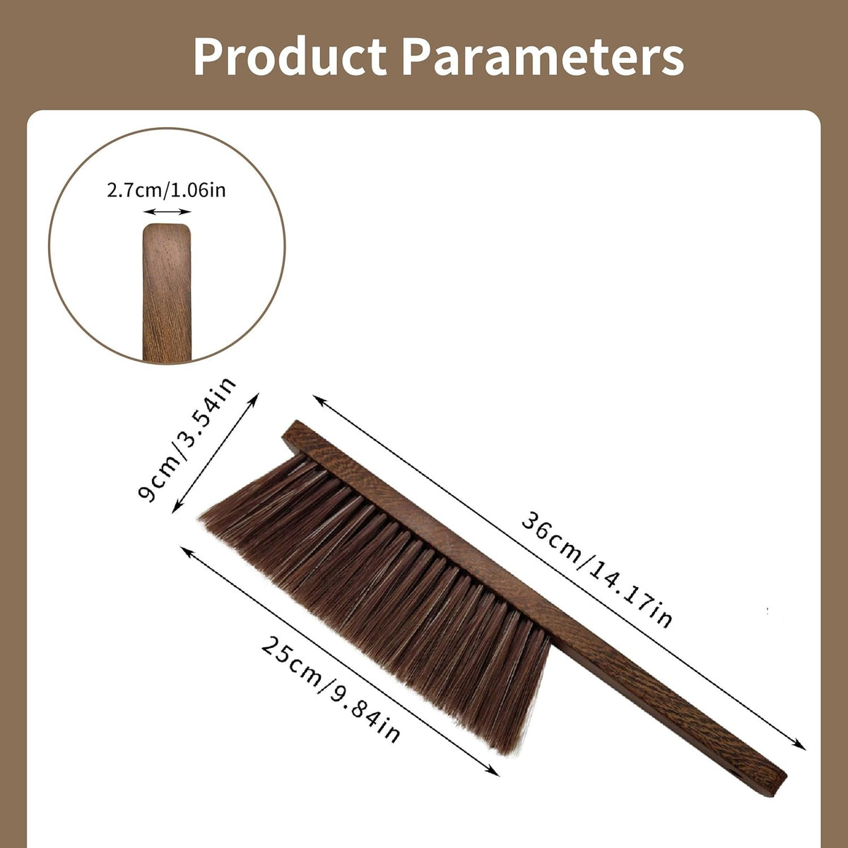 Hand Broom Brush, Dust Brush for Cleaning, Wood Block Hand Brush, Soft Bristle Cleaning Brush for